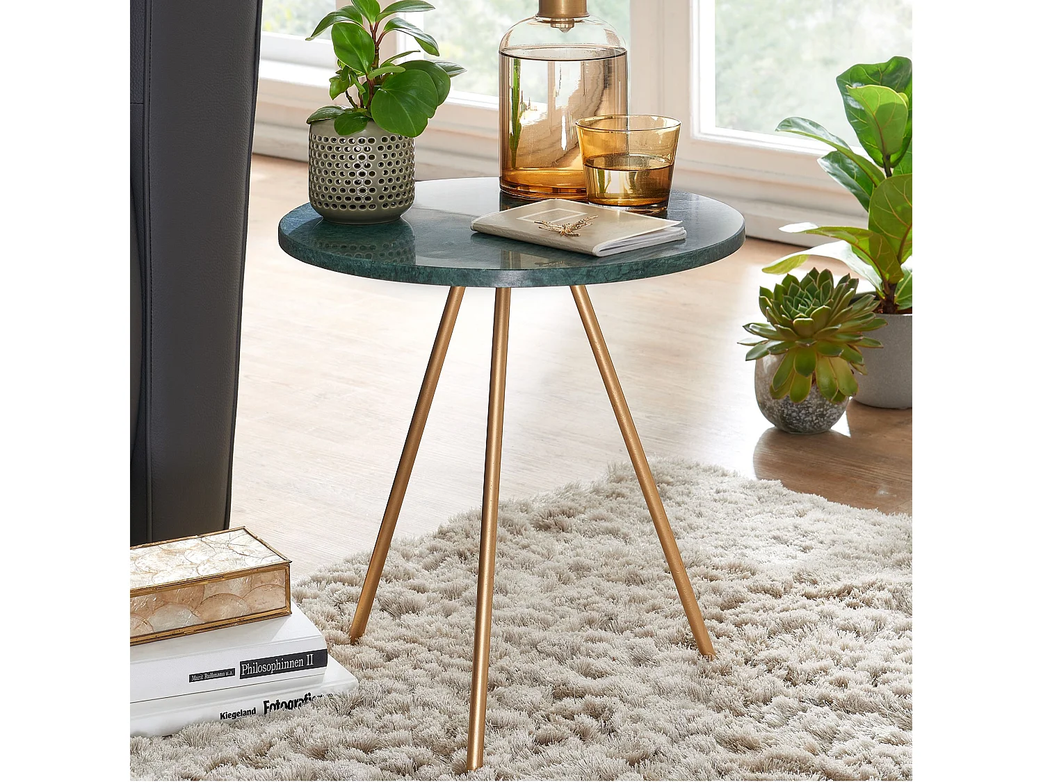 Sky Style - Bijzettafel Echt marmeren salontafel Ø 38 cm ronde woonkamertafel