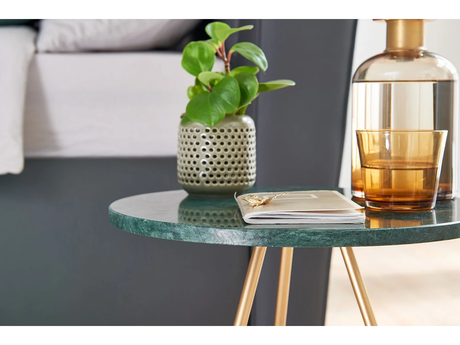 Sky Style - Bijzettafel Echt marmeren salontafel Ø 38 cm ronde woonkamertafel