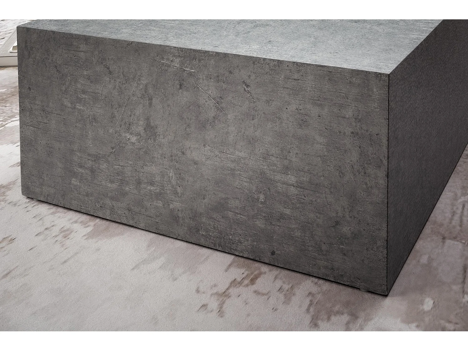 Couchtisch MONOBLOC 60x60x30 cm in Beton-Optik Grau, Design Wohnzimmertisch Cube Quadratisch,