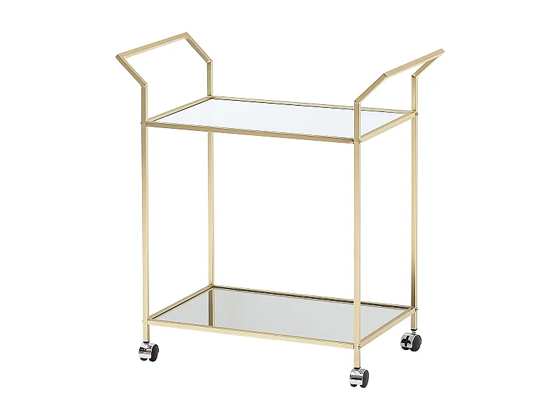 design serveerwagen goud 73x78x37 cm keukenwagen glas/metaal | Mobiele bijzettafel | Restauratiewagen met glazen blad | Minibar theewagen op 4 wielen