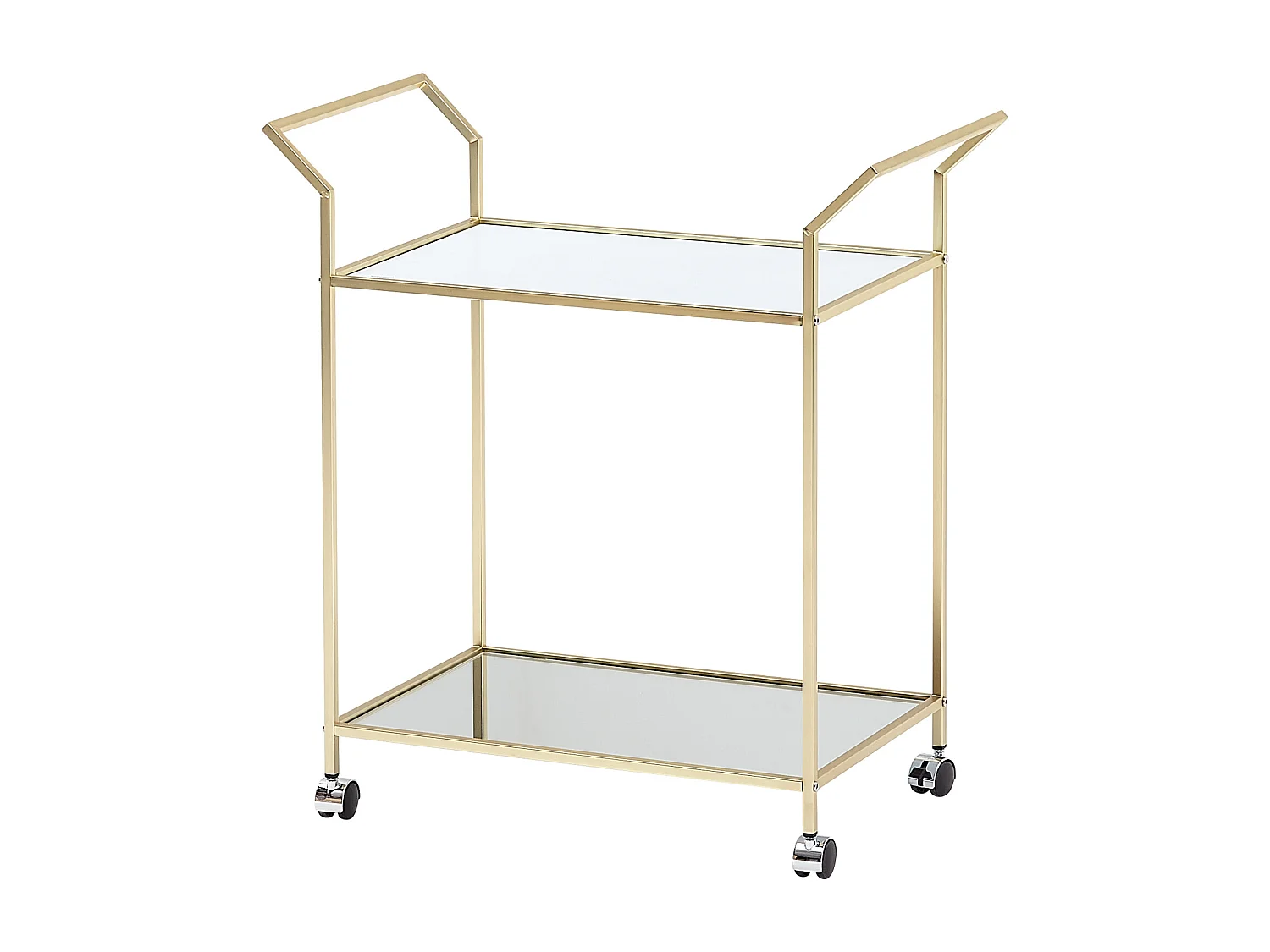design serveerwagen goud 73x78x37 cm keukenwagen glas/metaal | Mobiele bijzettafel | Restauratiewagen met glazen blad | Minibar theewagen op 4 wielen