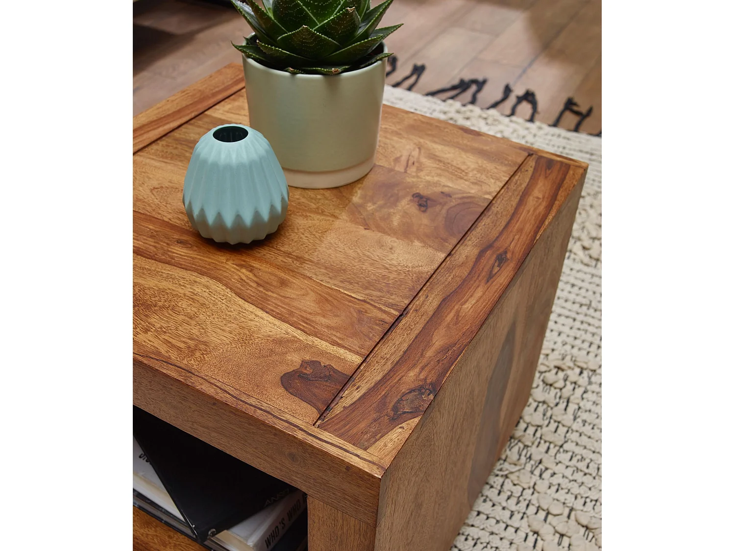 design  en sheesham en bois massif 35x85x35 cm | Armoire à 4 tiroirs | Armoire latérale étroite,