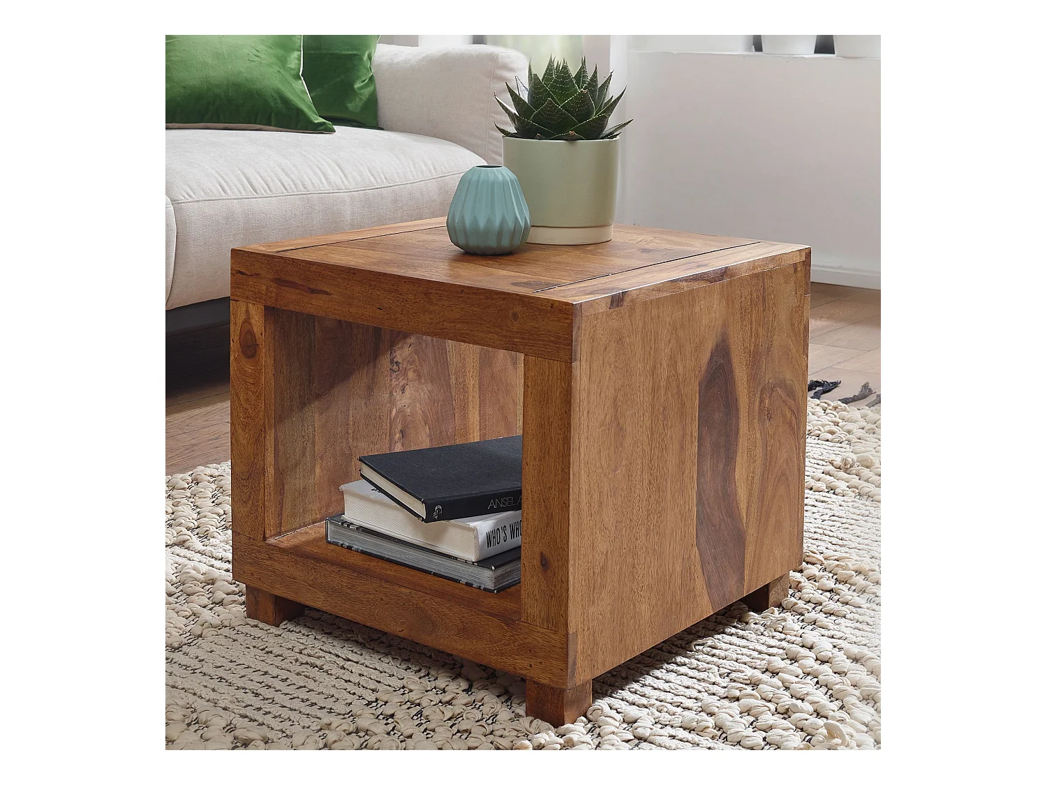 salontafel massief hout Sheesham 50 cm breed salontafel ontwerp donkerbruin landelijke stijl tafel