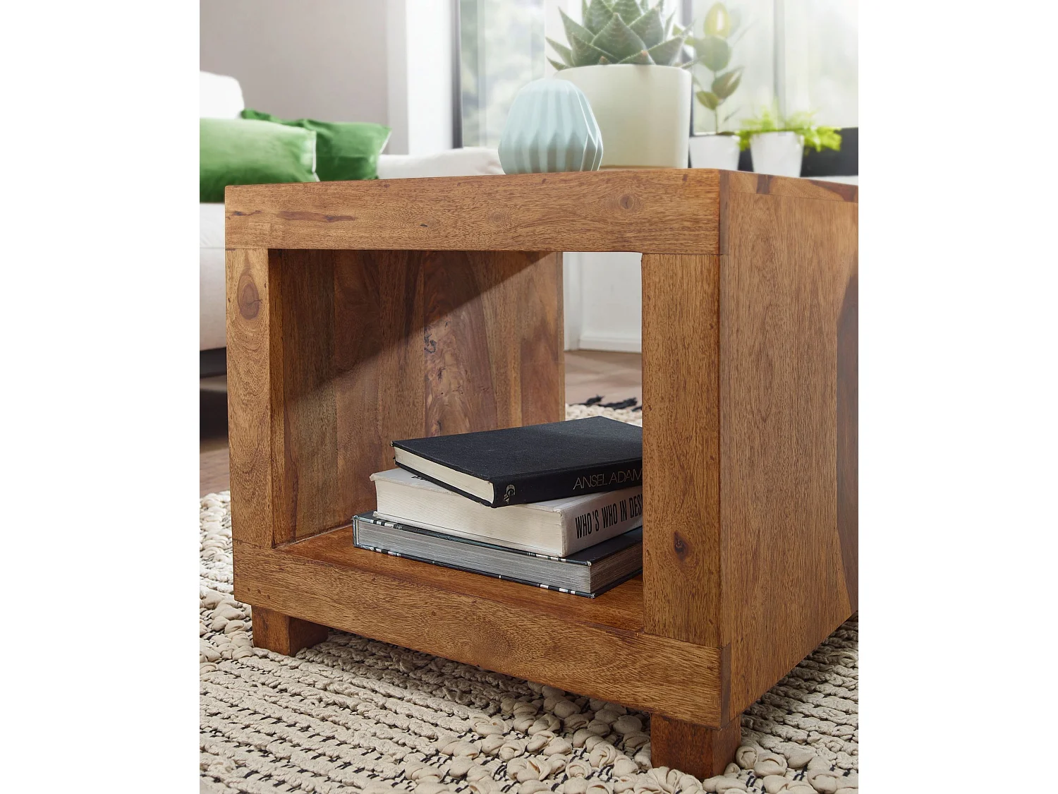 design  en sheesham en bois massif 35x85x35 cm | Armoire à 4 tiroirs | Armoire latérale étroite,