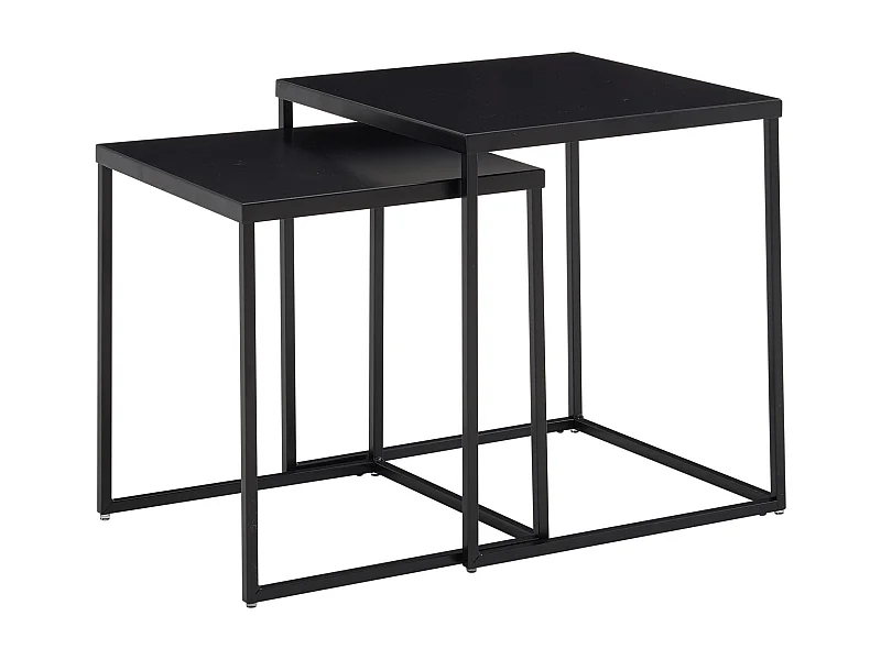 Tafel Set Metaal Salontafel set van 2 Vierkant Zwart Industrieel | Tafel Woonkamer Bijzettafel | Moderne Nesttafel Metalen Tafel
