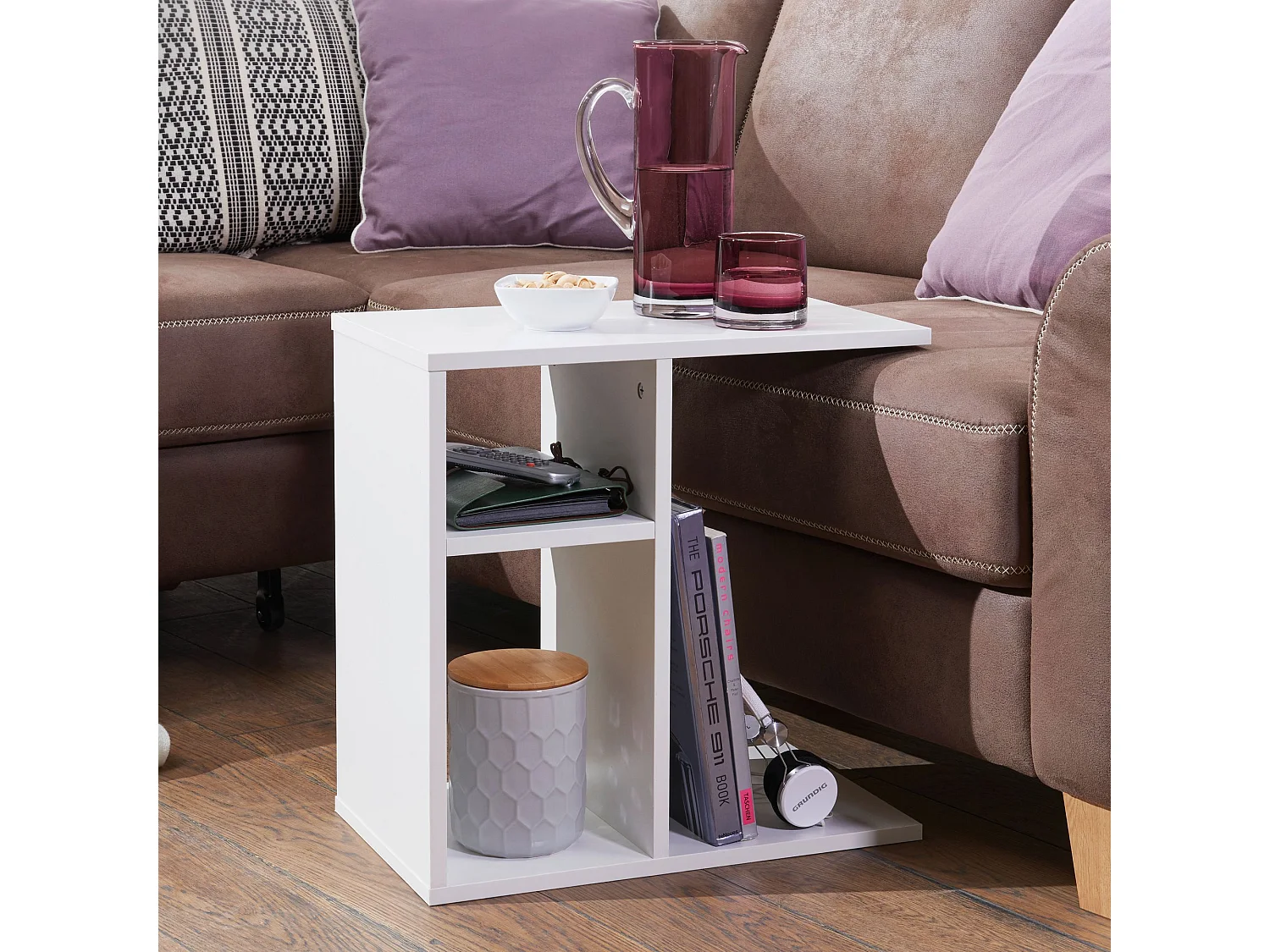 Beistelltisch 50x50x30 cm Holz Weiß Design Anstelltisch Sofa, Couchtisch klein modern, Kleiner