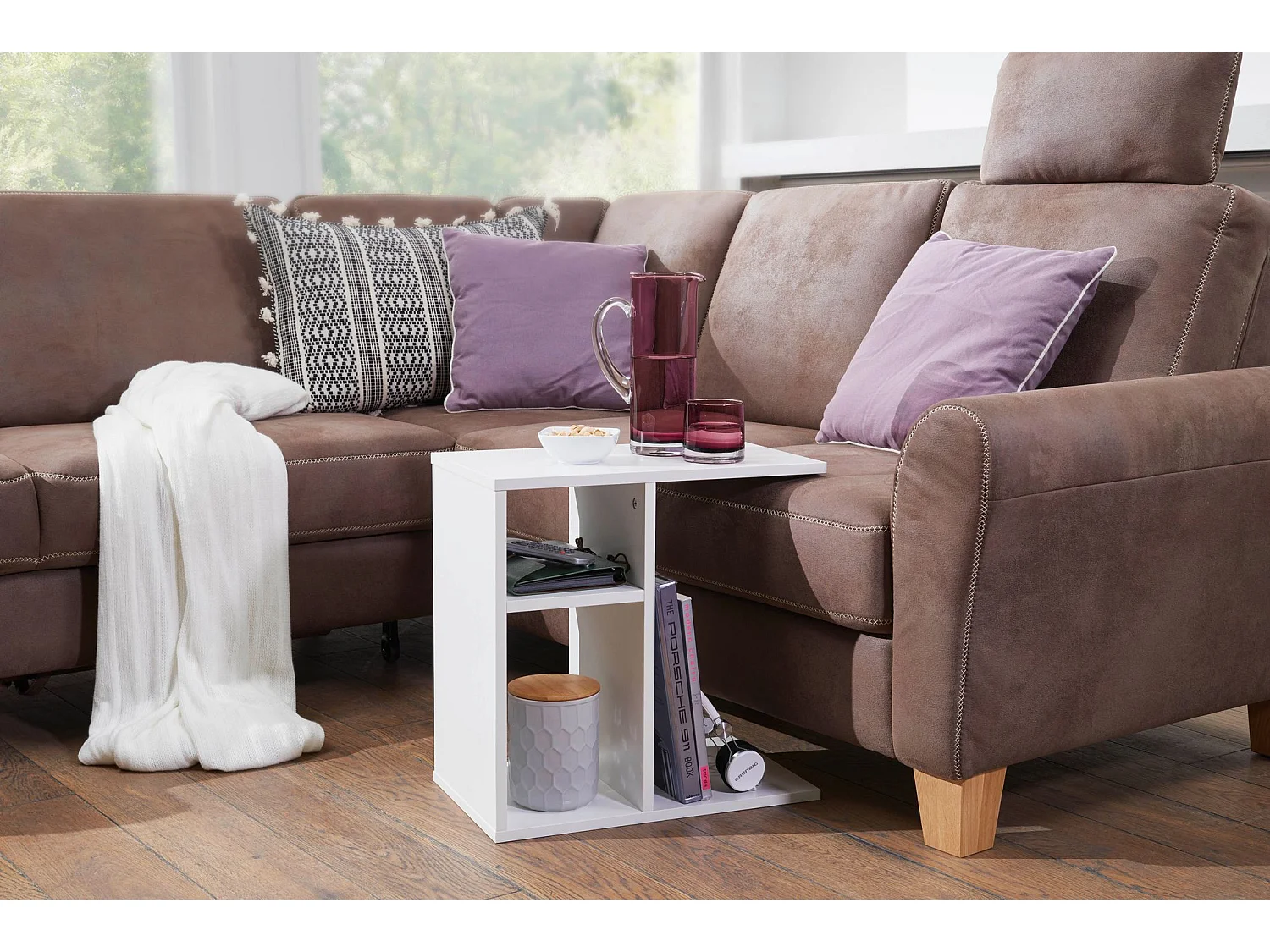 Beistelltisch 50x50x30 cm Holz Weiß Design Anstelltisch Sofa, Couchtisch klein modern, Kleiner