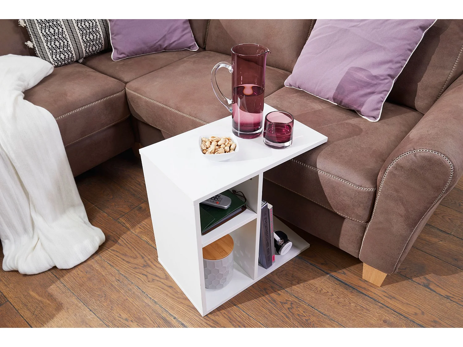 Beistelltisch 50x50x30 cm Holz Weiß Design Anstelltisch Sofa, Couchtisch klein modern, Kleiner