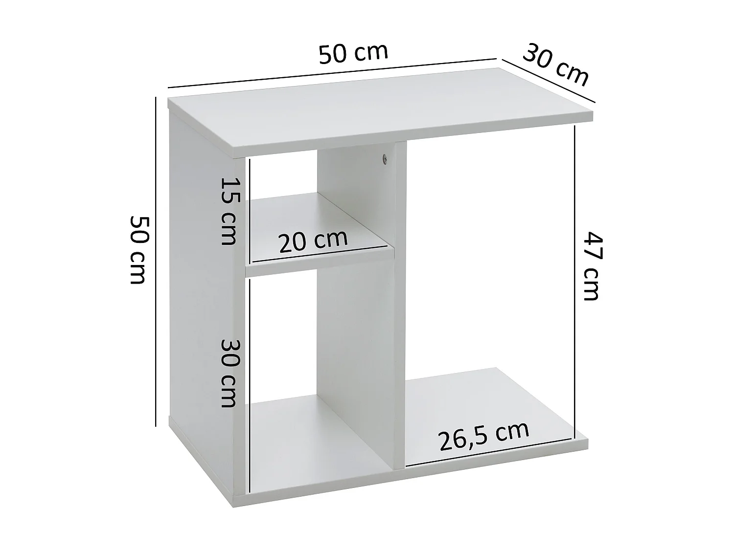 Beistelltisch 50x50x30 cm Holz Weiß Design Anstelltisch Sofa, Couchtisch klein modern, Kleiner