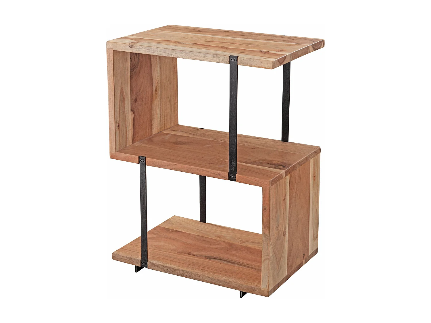 bijzettafel S-vorm 45x60x30cm acacia metaal  tafel | Kleine tafel woonkamer industriële Houten tafel met metalen poten Decoratief tafelhout