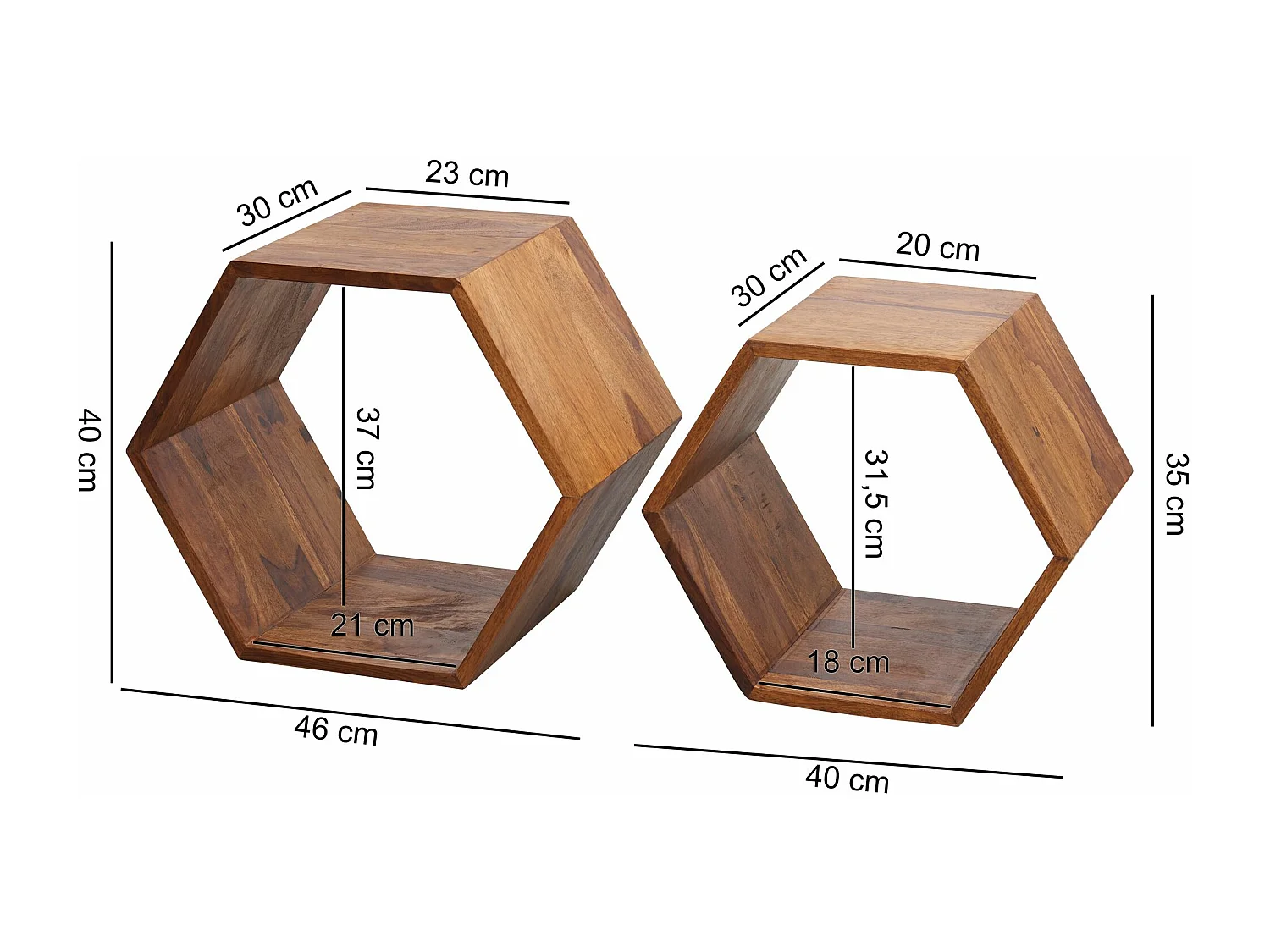 Ensemble table d'appoint de , table design KASA Sheesham en bois massif | Ensemble de table basse