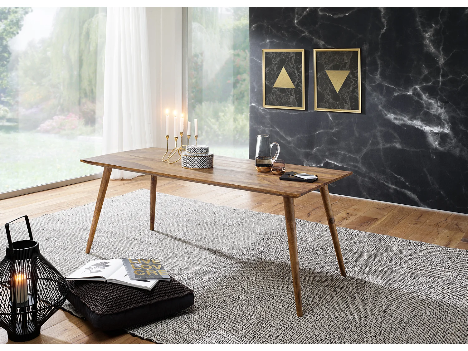 eetkamertafel REPA 120 x 60 x 76 cm Sheesham rustiek massief hout | Design landhuis eettafel | Tafel voor eetkamer rechthoekig | 4 - 6 personen