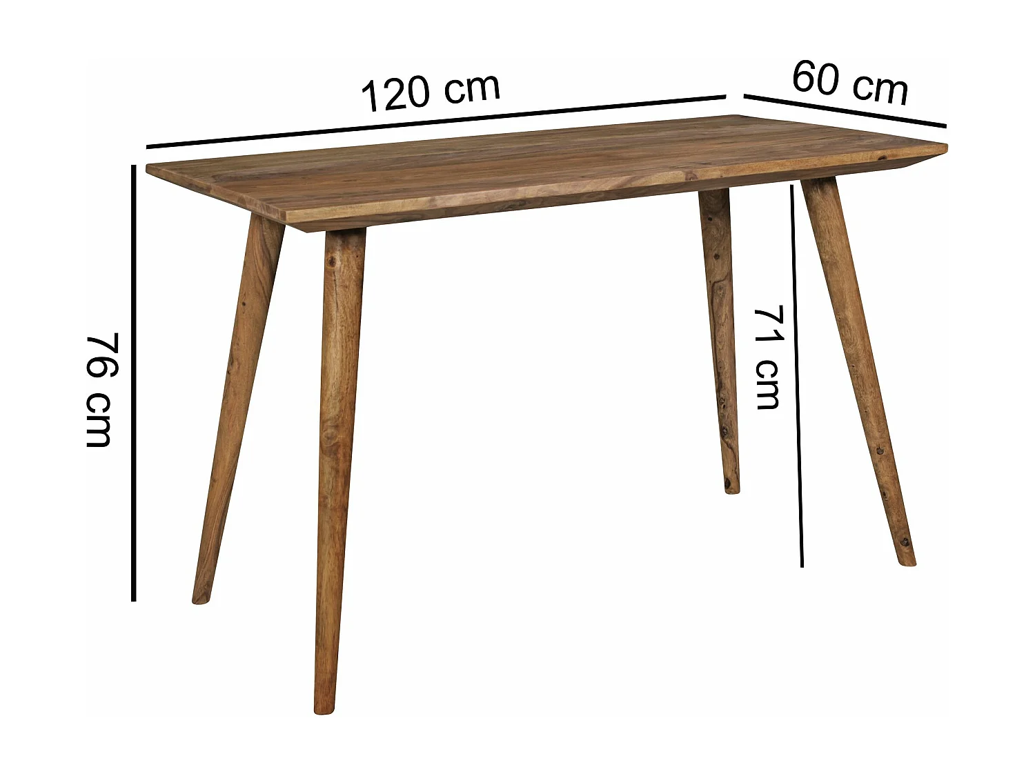 eetkamertafel REPA 120 x 60 x 76 cm Sheesham rustiek massief hout | Design landhuis eettafel | Tafel voor eetkamer rechthoekig | 4 - 6 personen