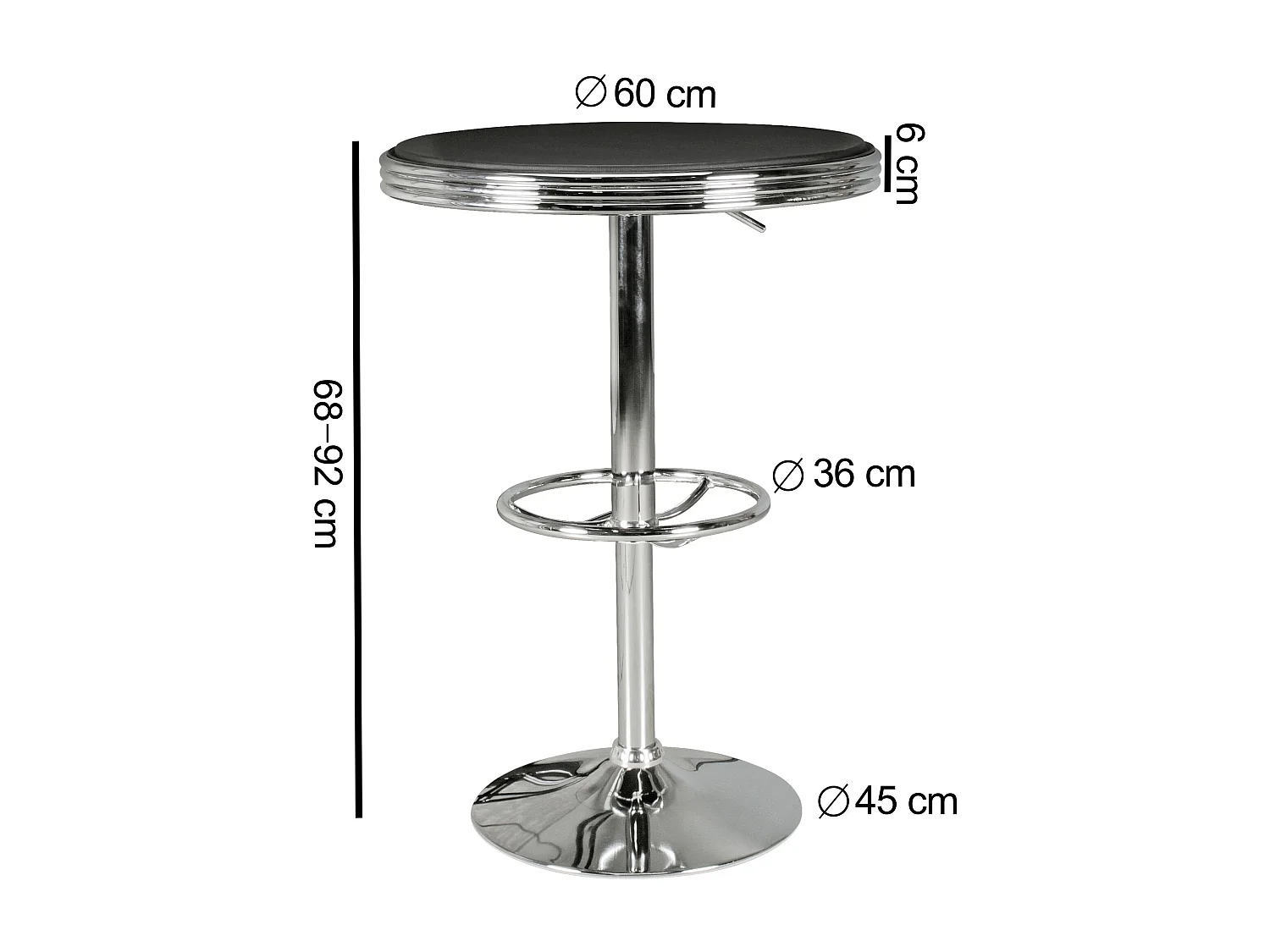 Table de bar American Diner ELVIS ronde Ø 60 cm simili cuir aluminium | table de bar rétro