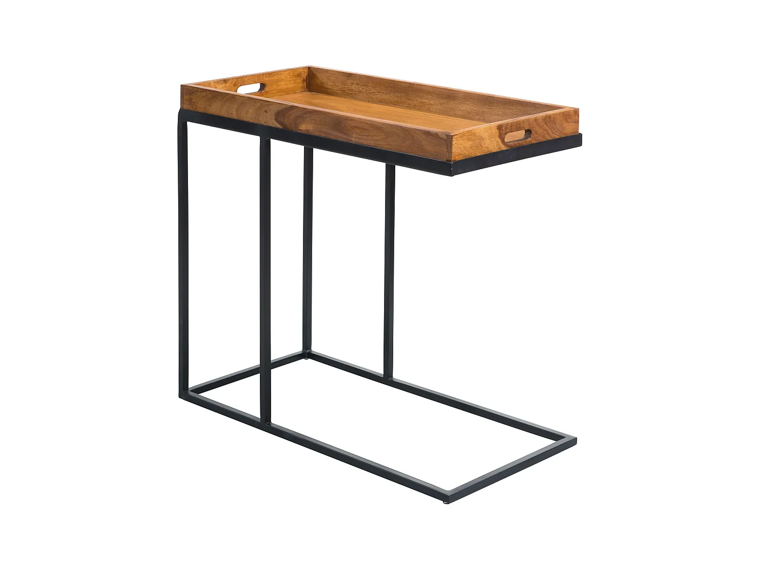Bijzettafel WL5.667 - Sheesham bruin 70x65x34 cm - Met metalen frame en lade