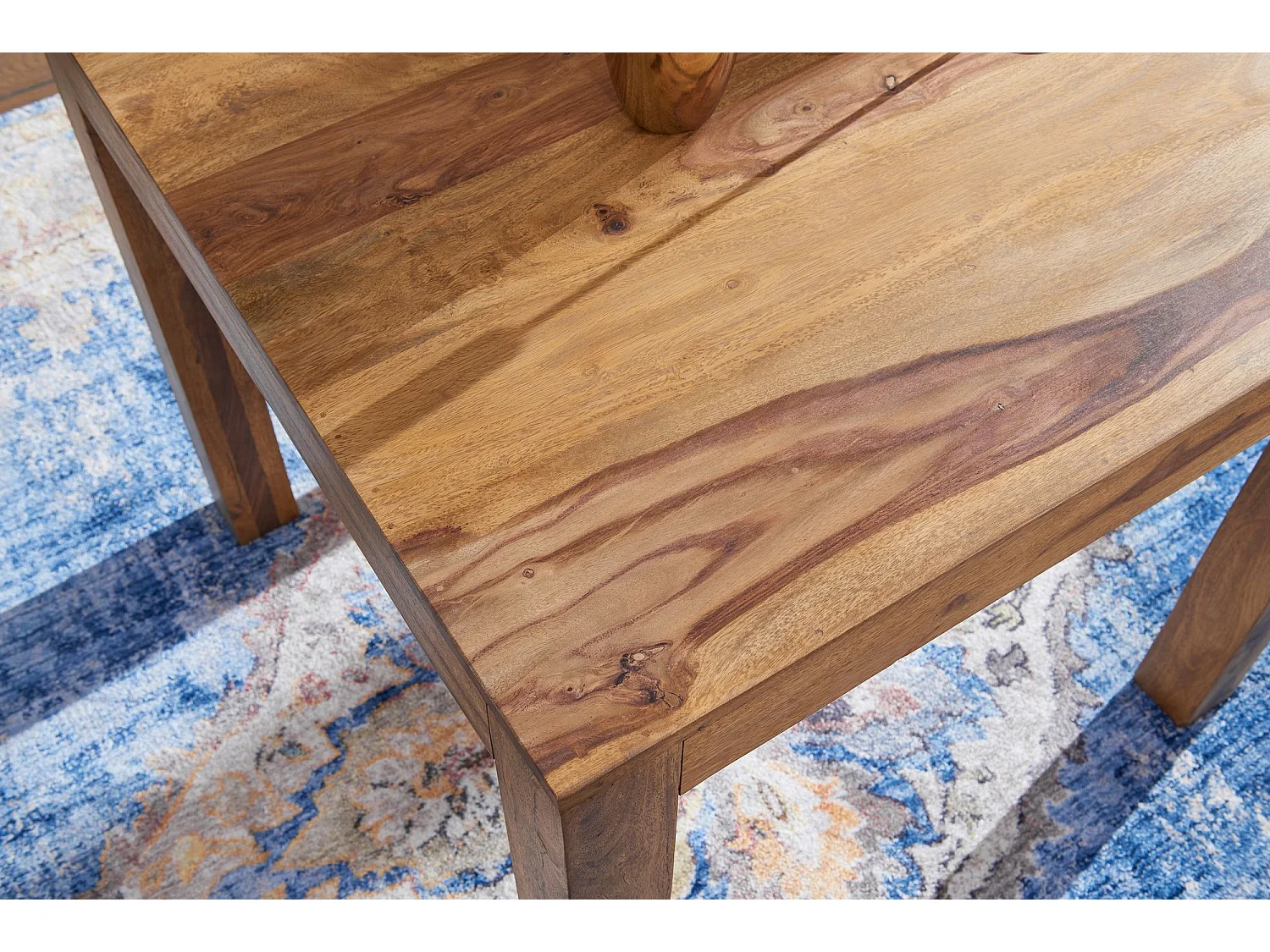 Table à manger MUMBAI bois massif sheesham 80 cm marron foncé