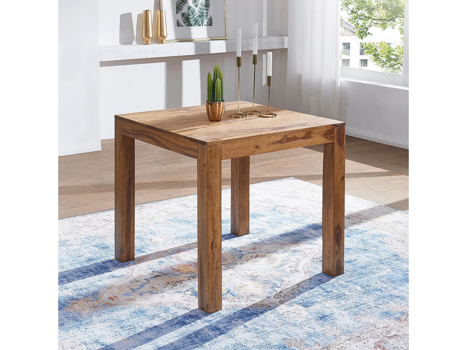 Esstisch MUMBAI Massivholz Sheesham 80 cm Esszimmer-Tisch Holztisch Design Küchentisch Landhaus-Stil dunkel-braun