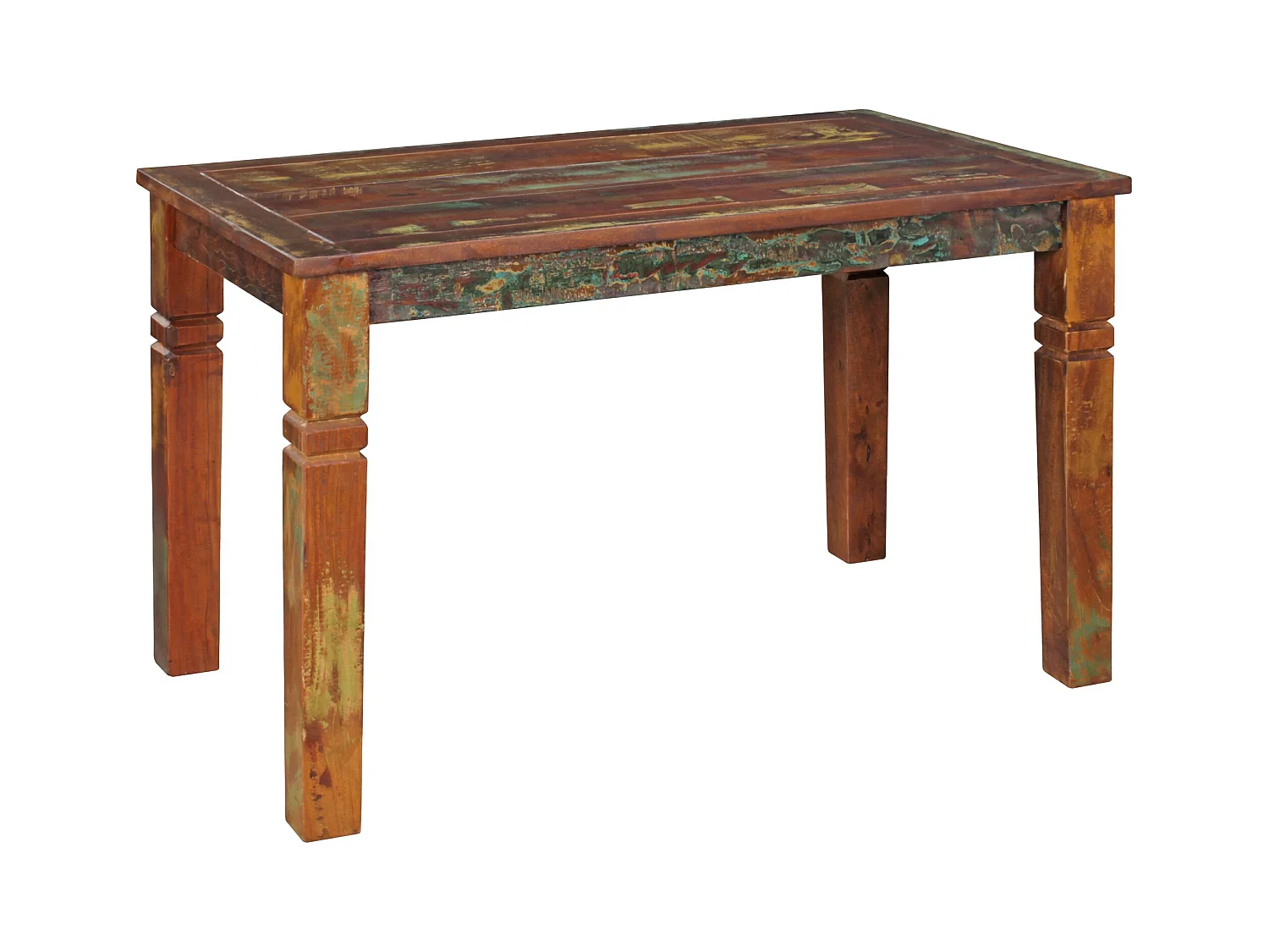 eettafel KALKUTTA 80 x 80 x 76 cm Mango shabby in massief hout CHIC | Houten Eetboot Design Villa | Rechthoekige eettafel | 4-persoons keukentafel