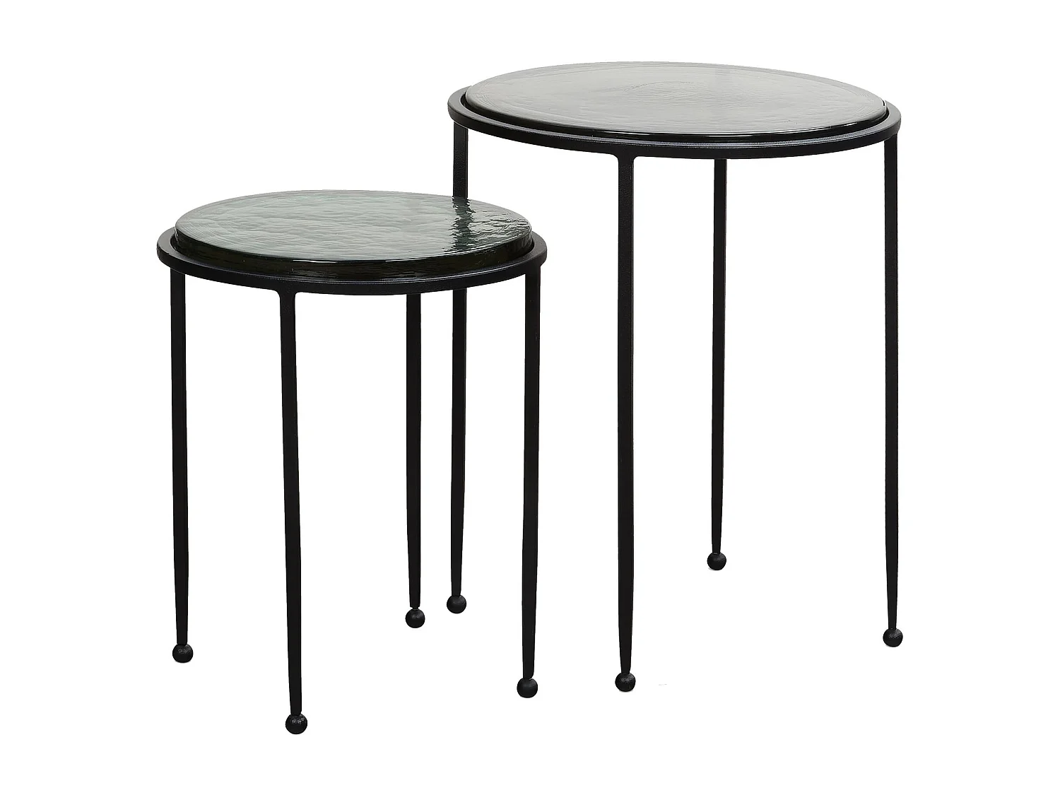 Tables Gigognes Ensemble Deux Pièces Verre Métal Table de Salon | Set de Table d'appoint Lot de 2