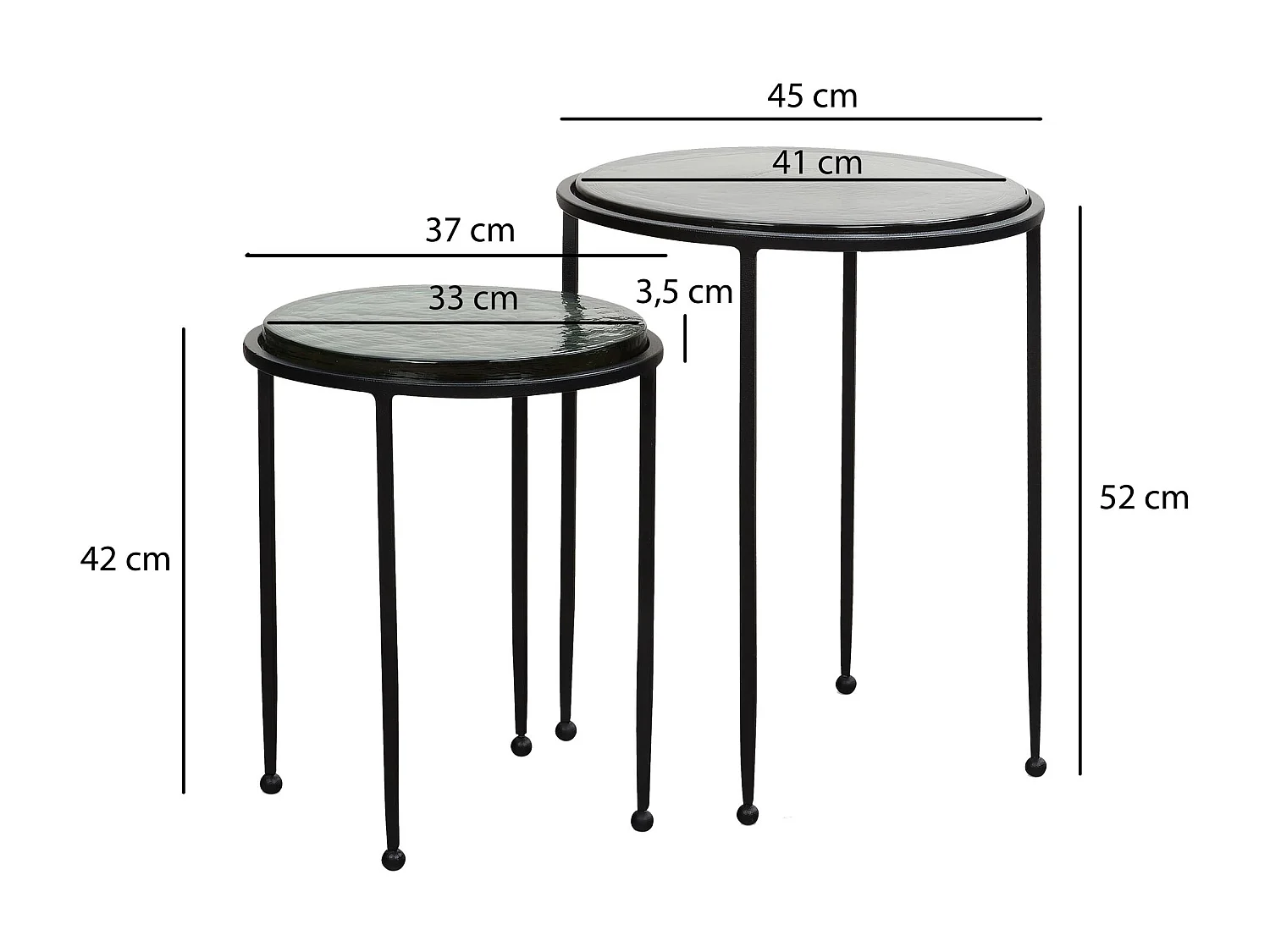 Tables Gigognes Ensemble Deux Pièces Verre Métal Table de Salon | Set de Table d'appoint Lot de 2