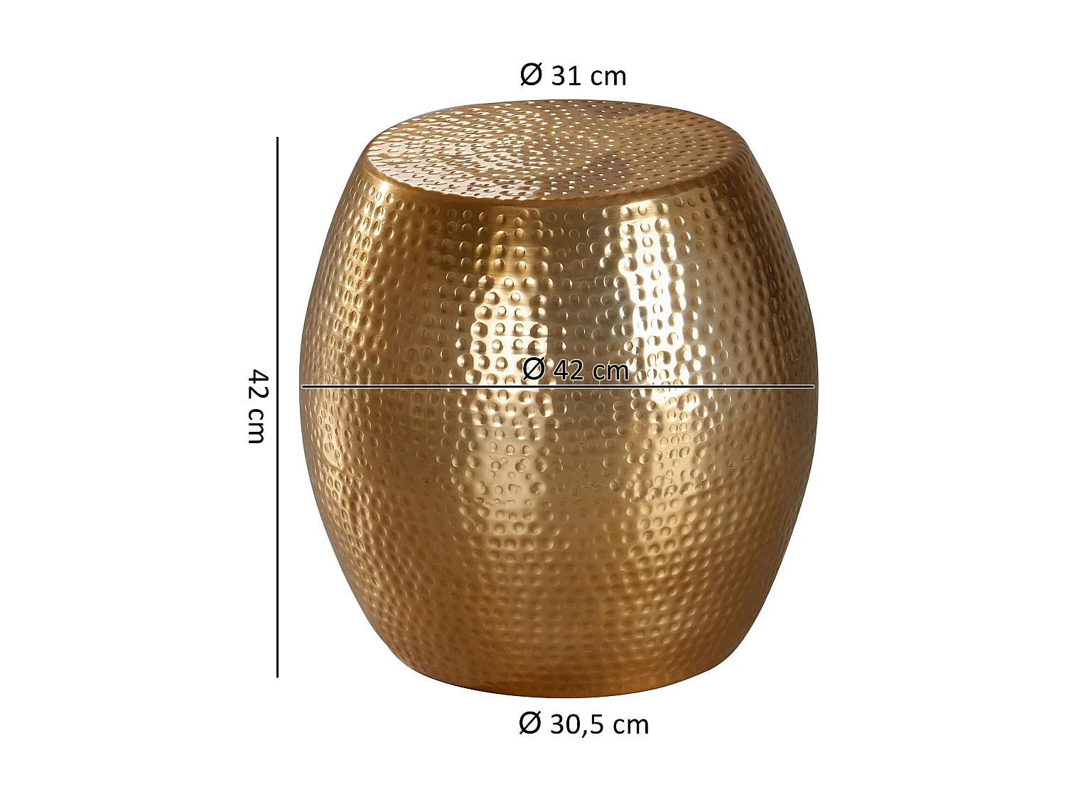PEDRO bijzettafel 42x49x42cm aluminium ronde oosters zilveren tafel | Petite Hammerschlag Abstellisch | Moderne metalen design archieftafel | Smalle tafel