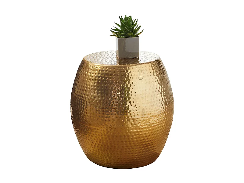 PETRO 42 x 42 x 42 cm aluminium gouden tafel oosterse rond | Designtafeltafel metaal Modern | Antischisch Schmal | Kleine Hammerschlag Abstelltisch