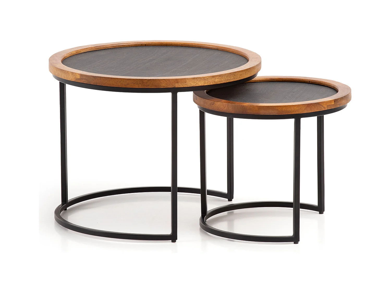 Salontafel Set van 2 - Mango Hout en MDF - Modern met Steenlook