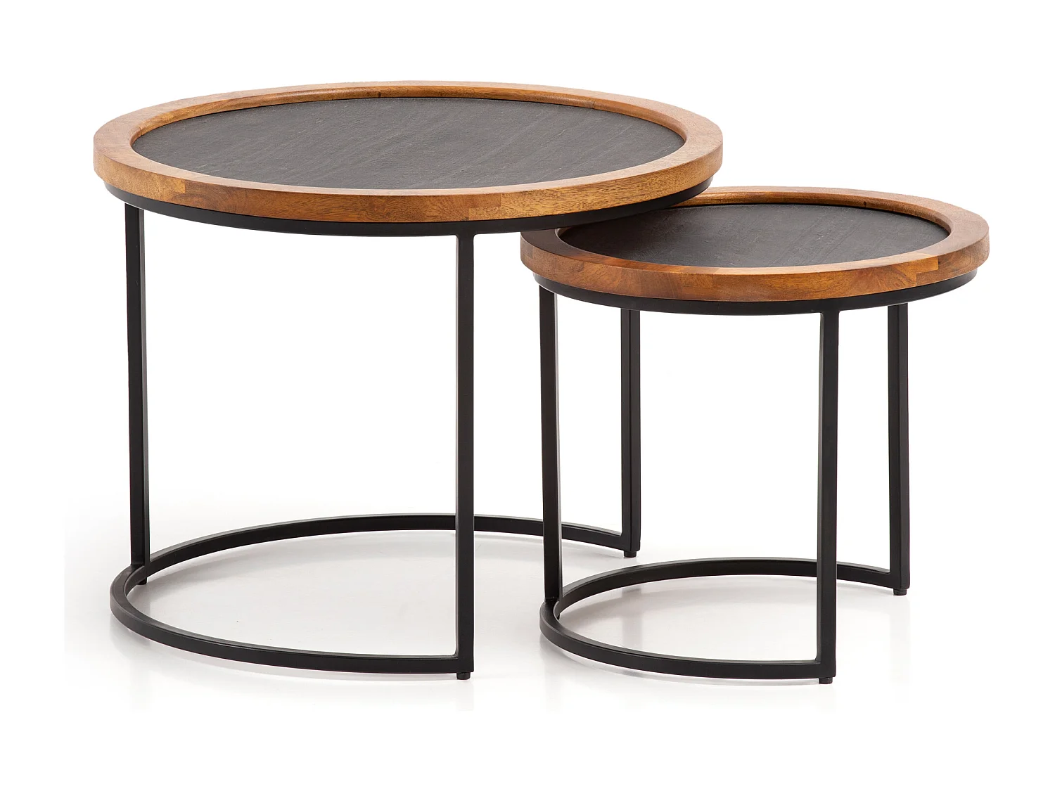 Salontafel Set van 2 - Mango Hout en MDF - Modern met Steenlook