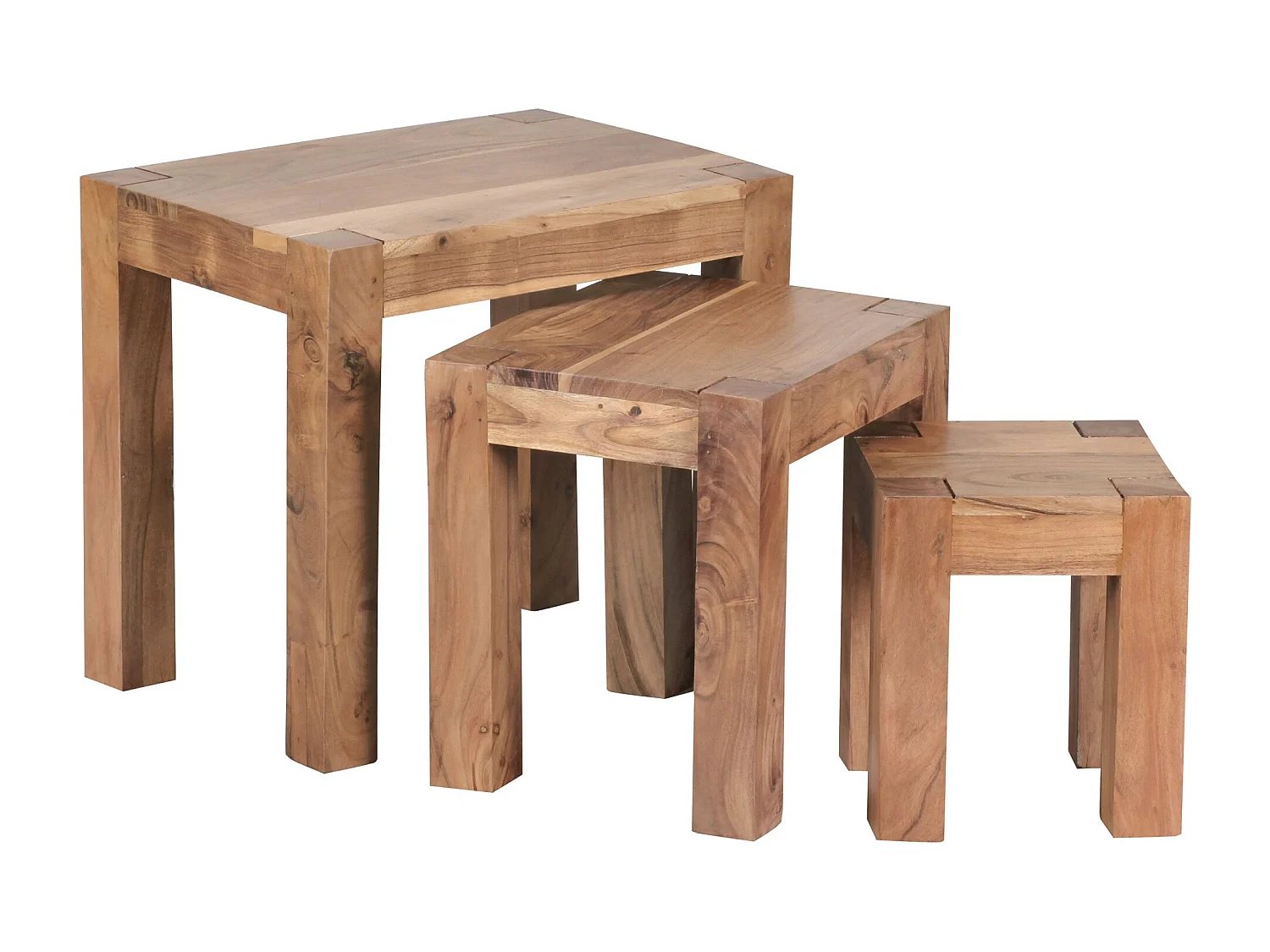 MUMBAI massief acaciahouten staande plank 88 cm hoog 2 planken design houten plank naturel product bijzettafel in landhuisstijl