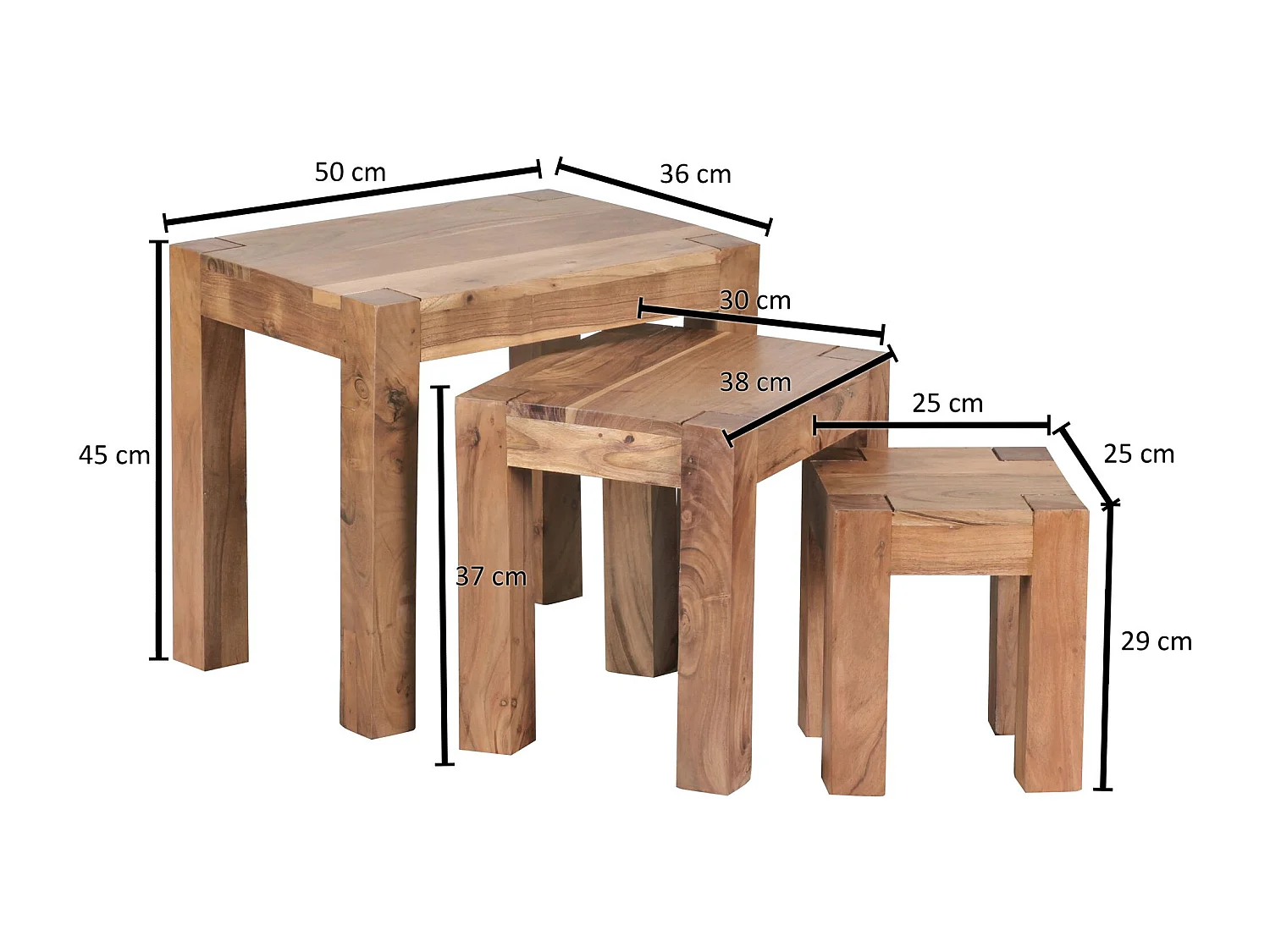 MUMBAI massief acaciahouten staande plank 88 cm hoog 2 planken design houten plank naturel product bijzettafel in landhuisstijl