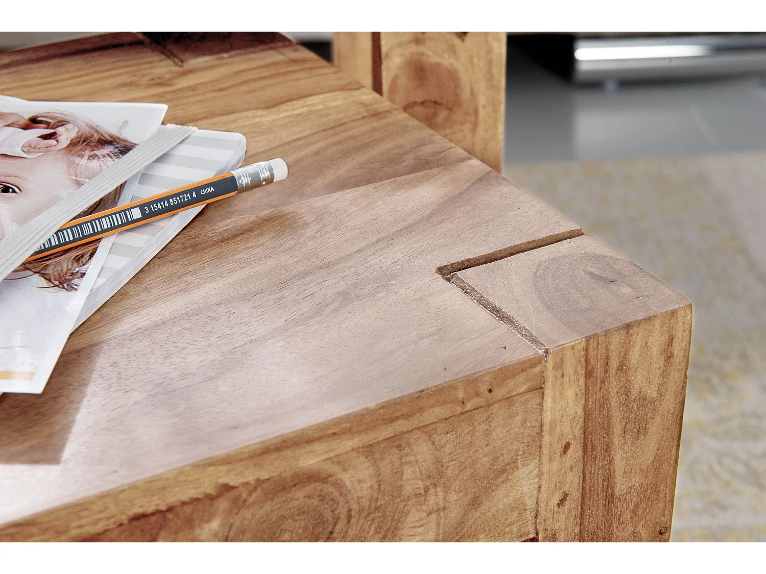 MUMBAI massief acaciahouten staande plank 88 cm hoog 2 planken design houten plank naturel product bijzettafel in landhuisstijl