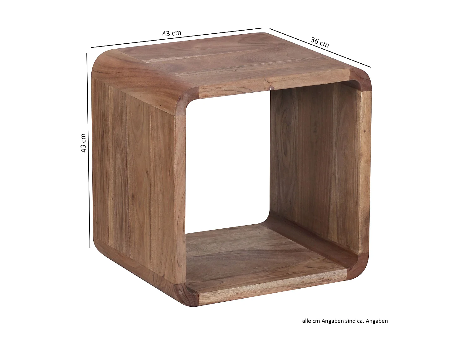 2er Set Satztisch BOHA Massivholz Design Couchtisch Akazie 2 Tische, Würfelregal-Set Braun,