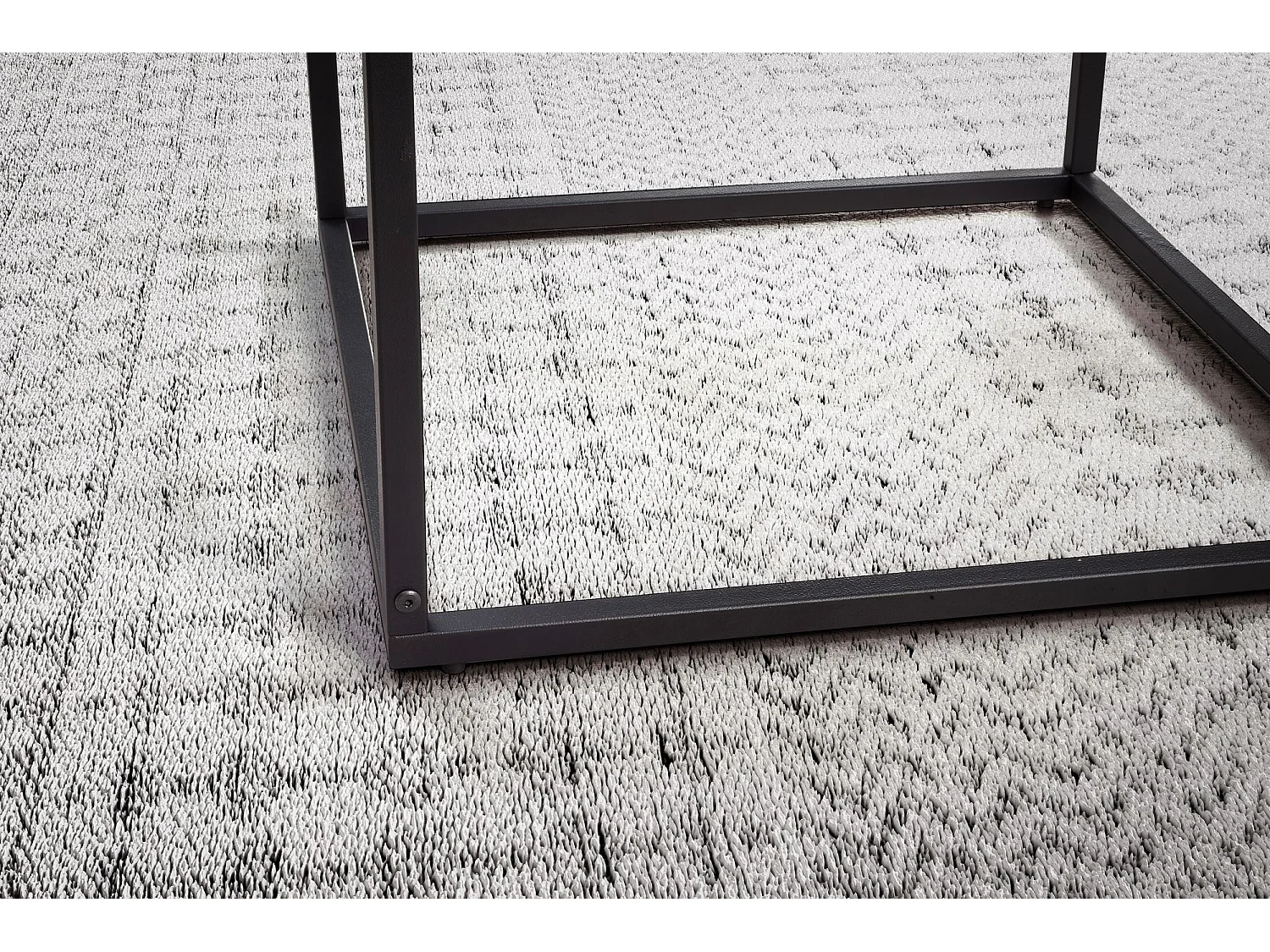 Couchtisch Glas Metall 58x58x43,5 cm Sofatisch Schwarz, Design Wohnzimmertisch Quadratisch,