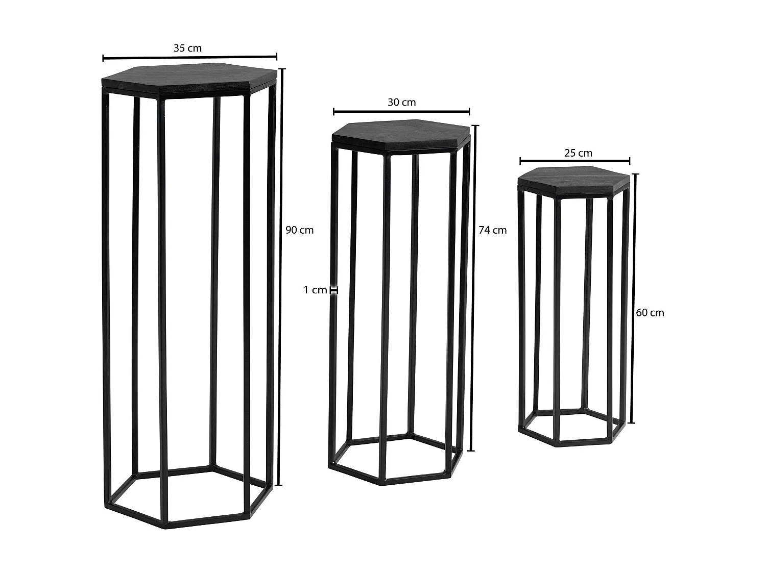Sky Style - Mango massief houten bloementafel set van 3 nesttafel