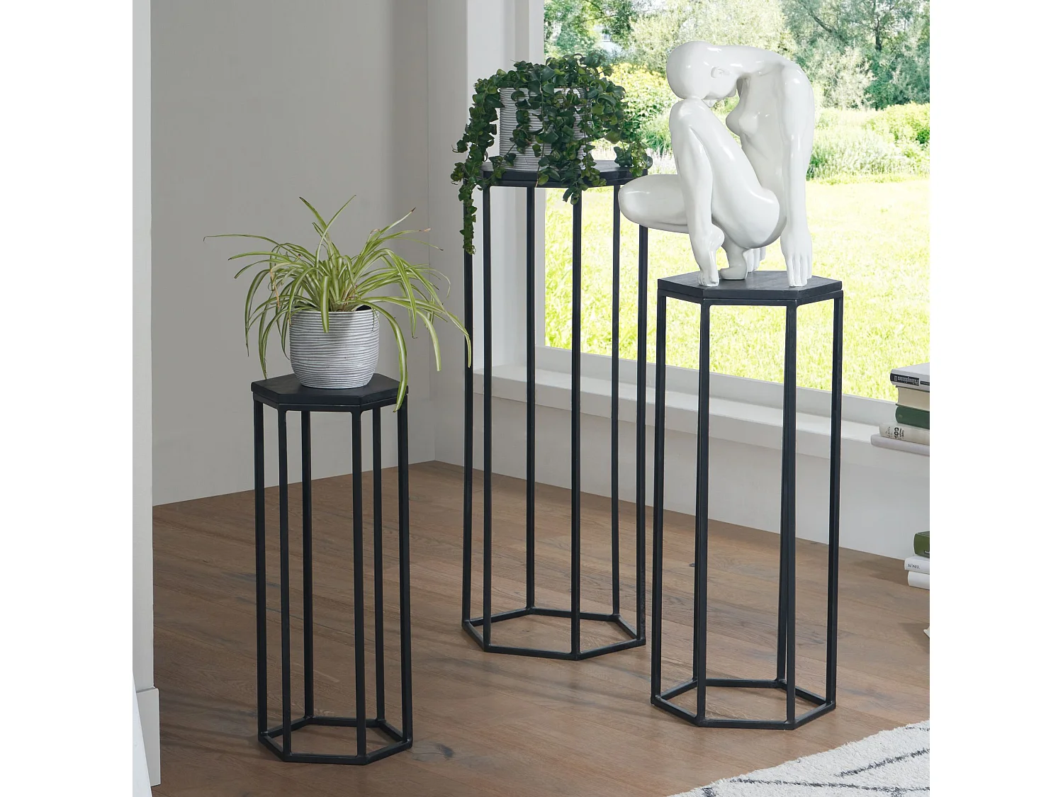 Sky Style - Mango massief houten bloementafel set van 3 nesttafel