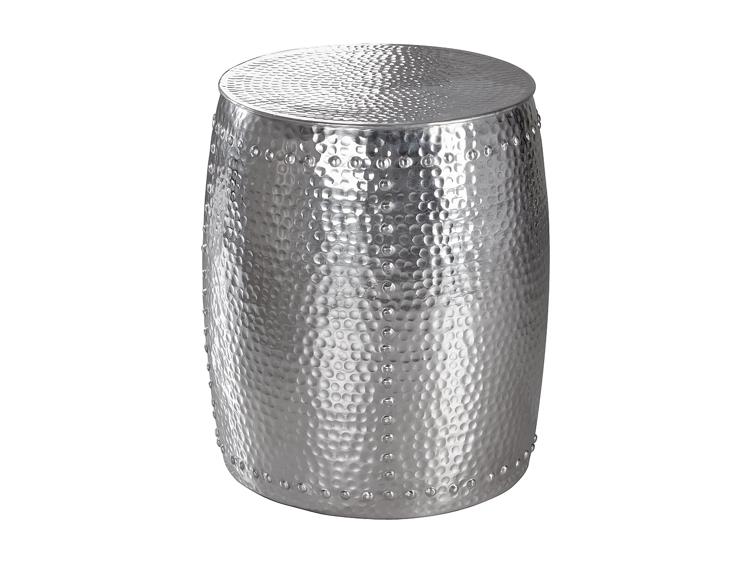Beistelltisch 42x49x42cm Aluminium Silber Dekotisch orientalisch rund, Kleiner Hammerschlag