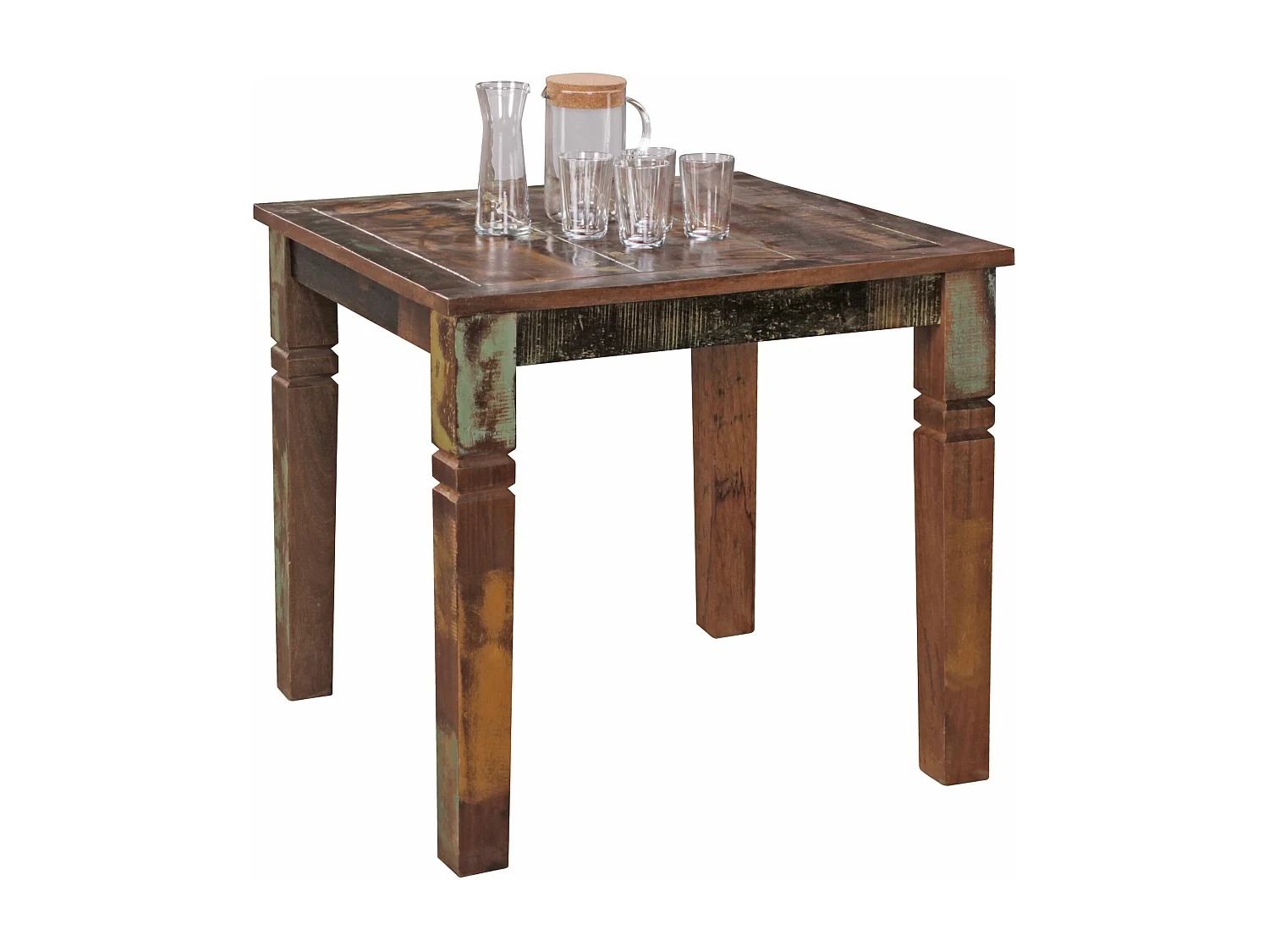 eettafel DELHI 80 x 80 x 76 cm Mango shabby chic massief hout | Ontwerp uw villa te dineren boot hout | Tafel om te dineren rechthoekige | Keukentafel 4 personen