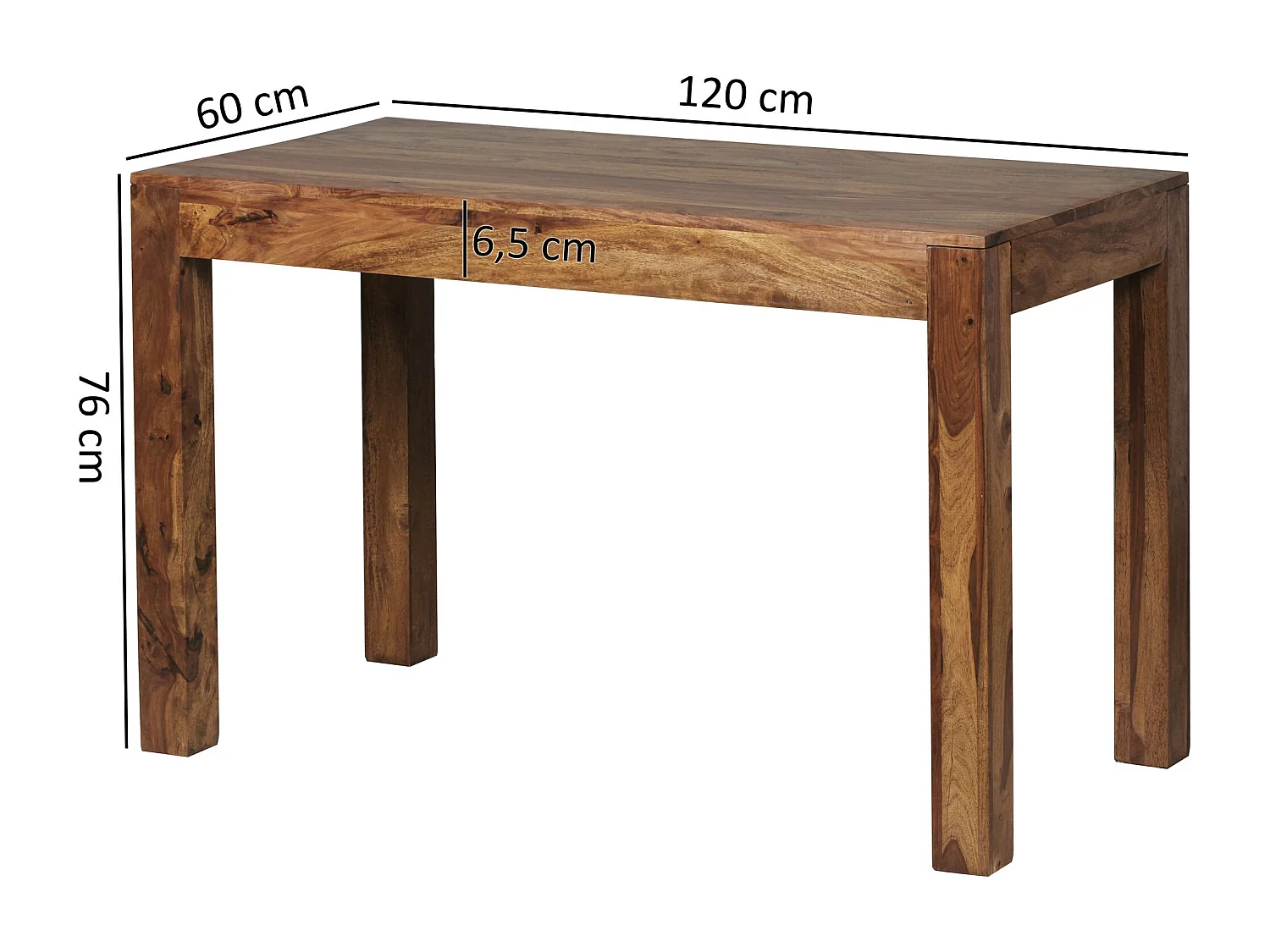 eettafel MUMBAI massief hout sheesham 120 cm eetkamertafel houten tafel design keukentafel landelijke stijl donkerbruin