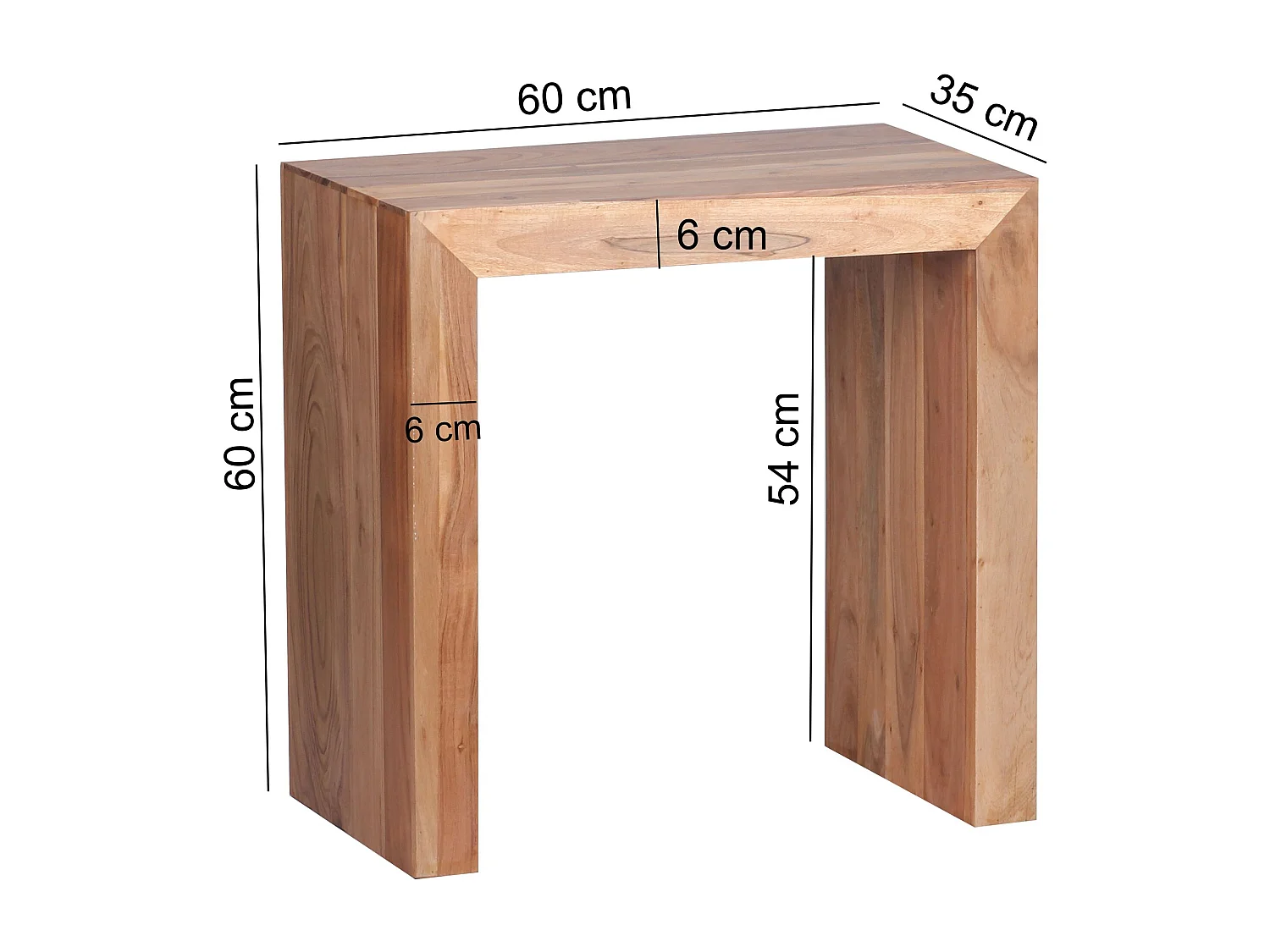 bijzettafel MUMBAI massief houten acacia 60 x 35 cm woonkamertafel design donkerbruine salontafel in landelijke stijl
