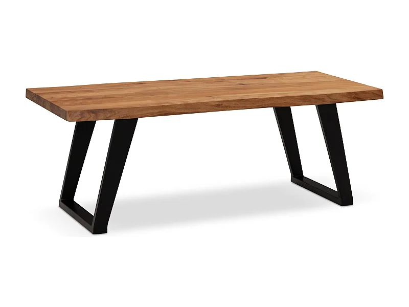 Couchtisch 120x60x46 cm Akazie Massivholz / Metall Baumkante, Design Wohnzimmertisch Rechteckig,