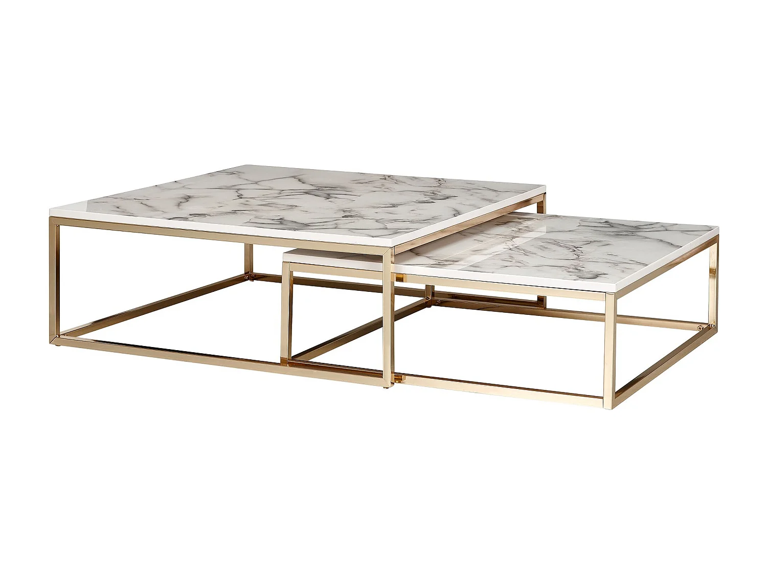 table basse design set de 2 optiques en marbre blanc angulaire | Tables basses Structure de table