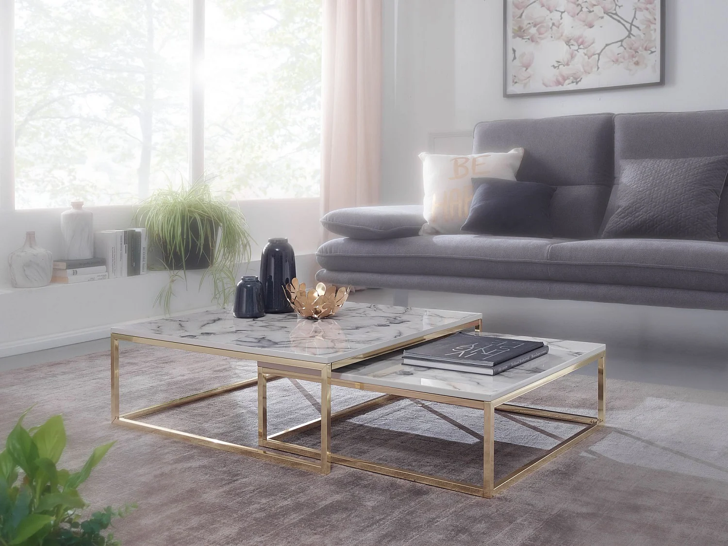 table basse design set de 2 optiques en marbre blanc angulaire | Tables basses Structure de table