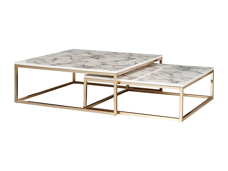 table basse design set de 2 optiques en marbre blanc angulaire | Tables basses Structure de table