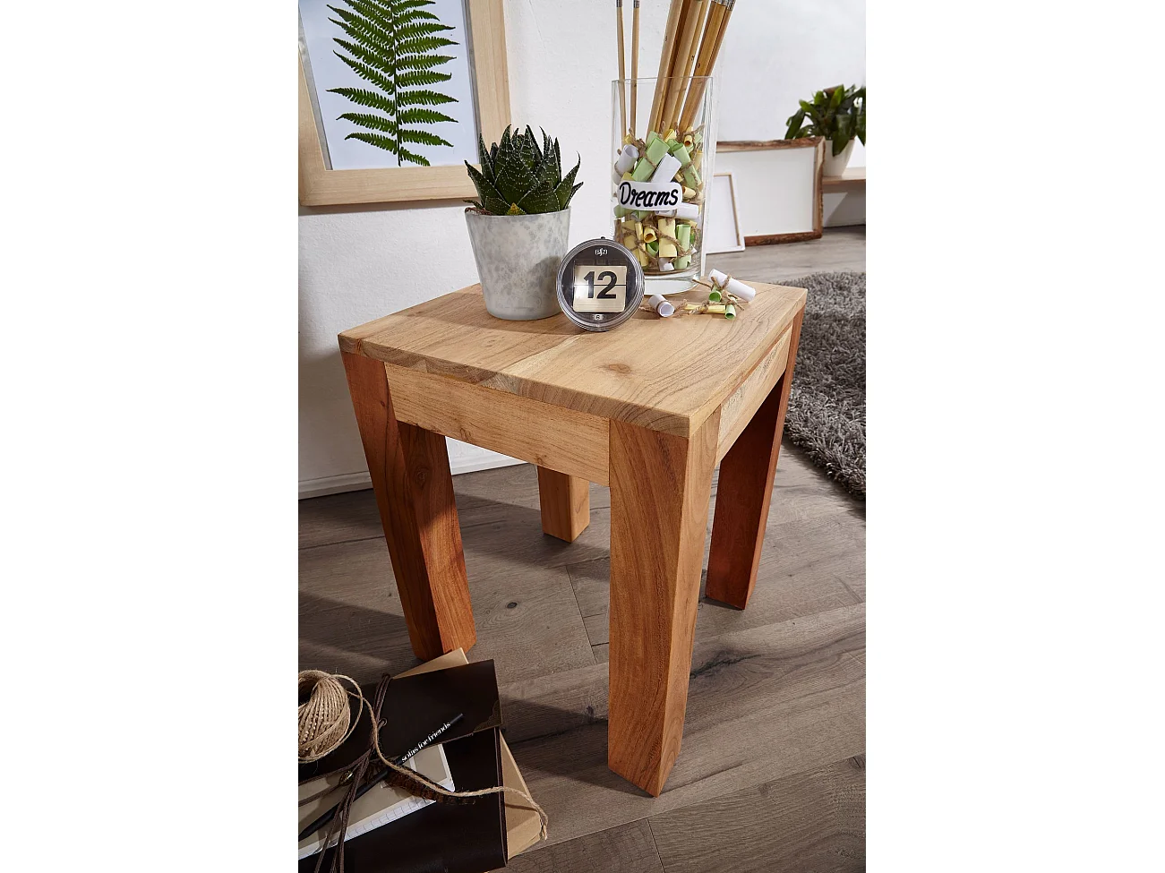 table d'appoint MUMBAI en bois massif d'acacia 35 x 35 cm table de salon design table basse de