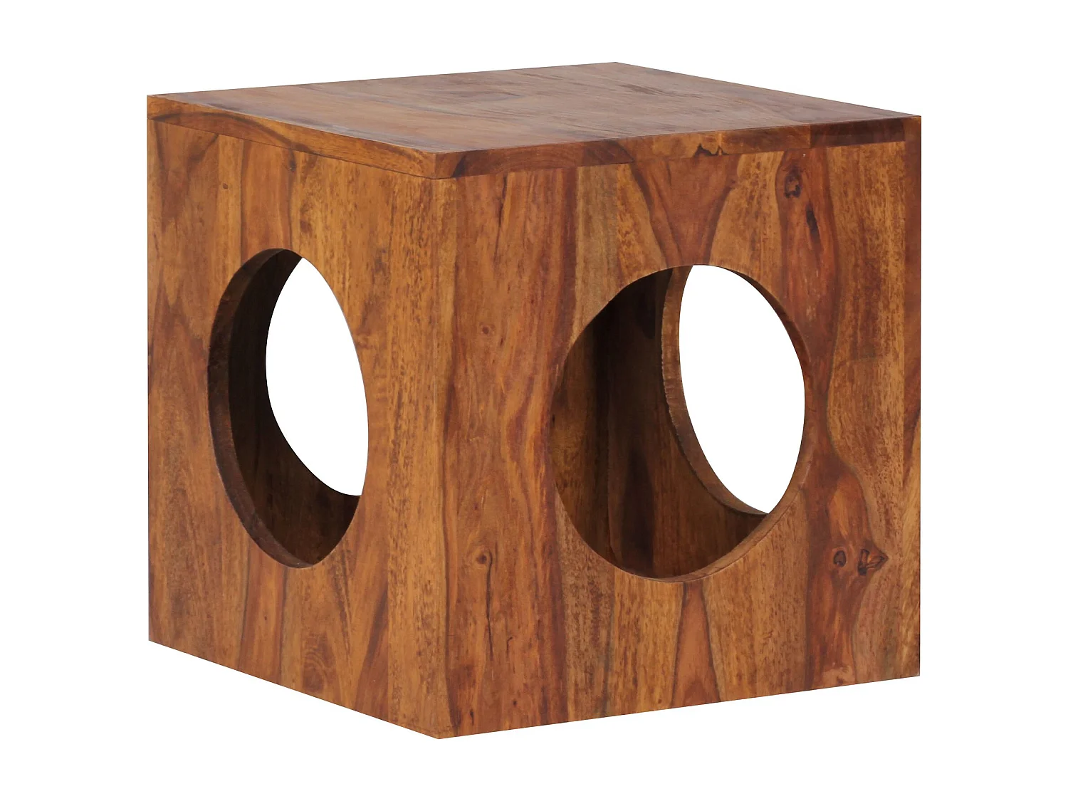 bijzettafel MUMBAI massief hout Sheesham 35x35 cm Cube woonkamertafel design landelijke stijl salontafel vierkant