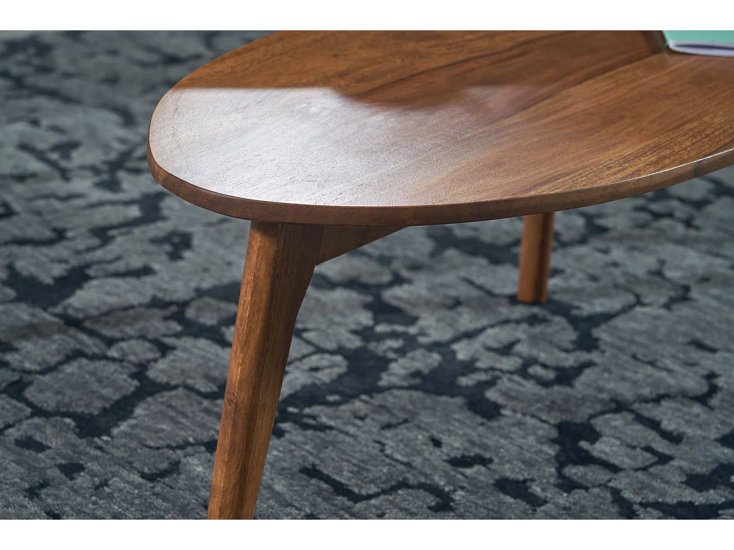 Tafel Set Sheesham Massief Hout Salontafel Set van 2 Niervorm | Tafel Woonkamer Bijzettafel Bruin | Moderne Nesttafel Houten Tafel