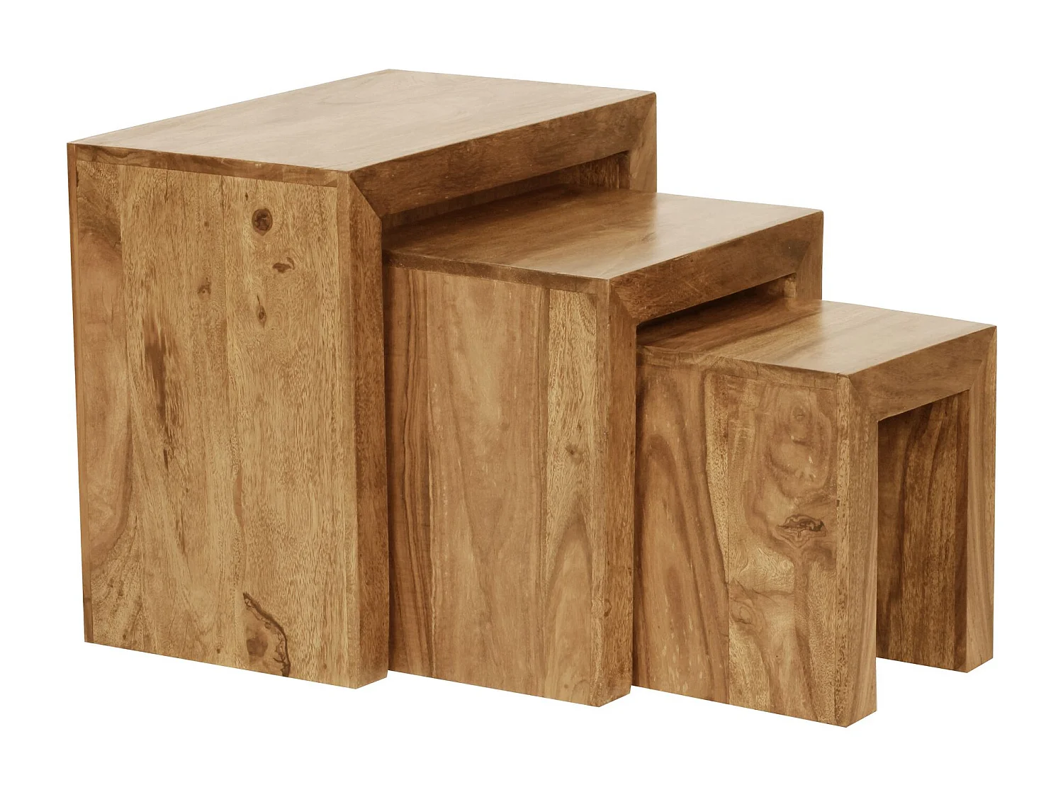 ensemble de 3 tables gigognes MUMBAI table de salon en bois massif d'acacia table d'appoint de