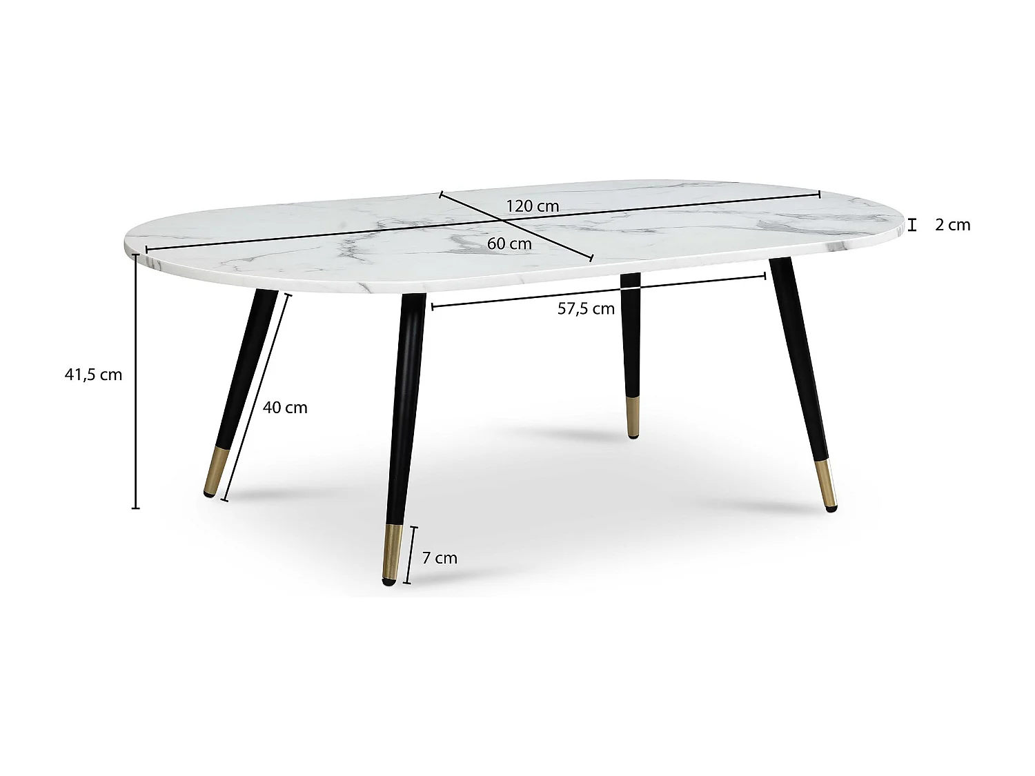 Table Basse de Salon Noir avec Décor Chêne 110x60x43 cm Rectangulaire | Grande Table de Canapé