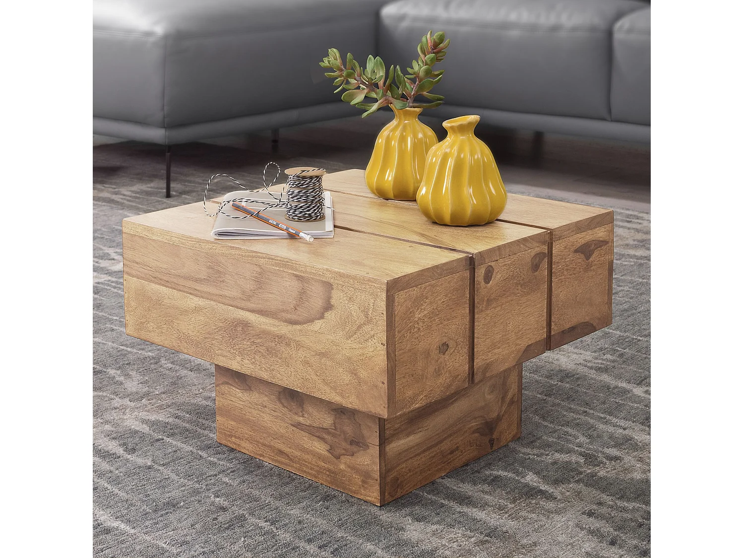 table d'appoint table de salon en bois d'acacia massif 44 x 44 x 30 cm table basse maison de