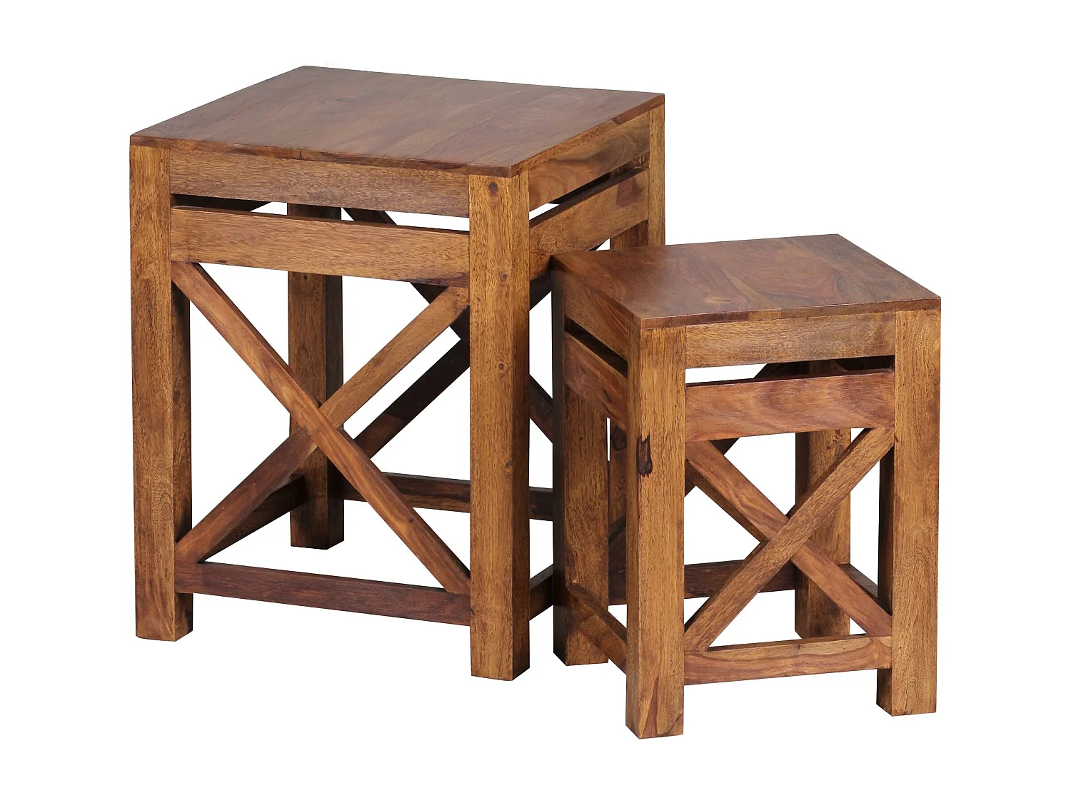 ensemble de 2 tables d'appoint PALI table de salon en bois massif de sheesham design table basse